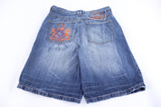 Y2K Akadmiks Dark Wash Embroidered Denim Shorts