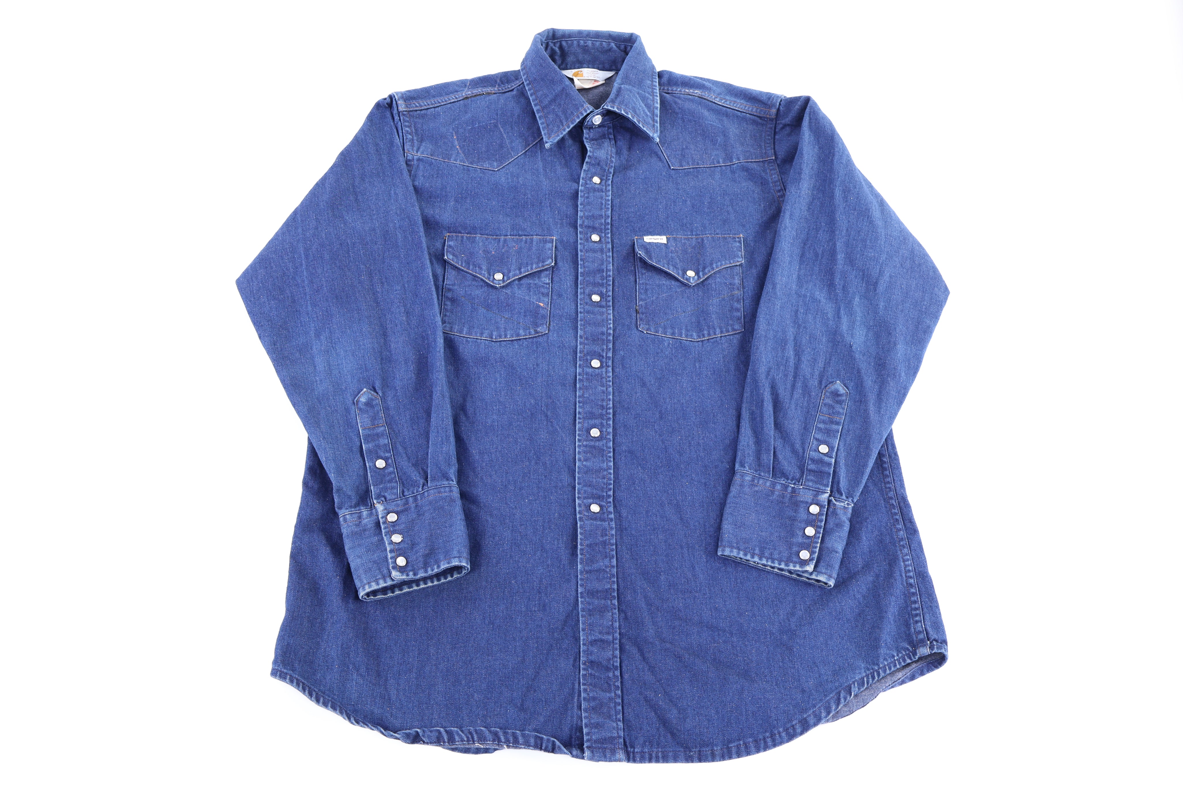 90's Carhartt Logo Patch Denim LS Button Down