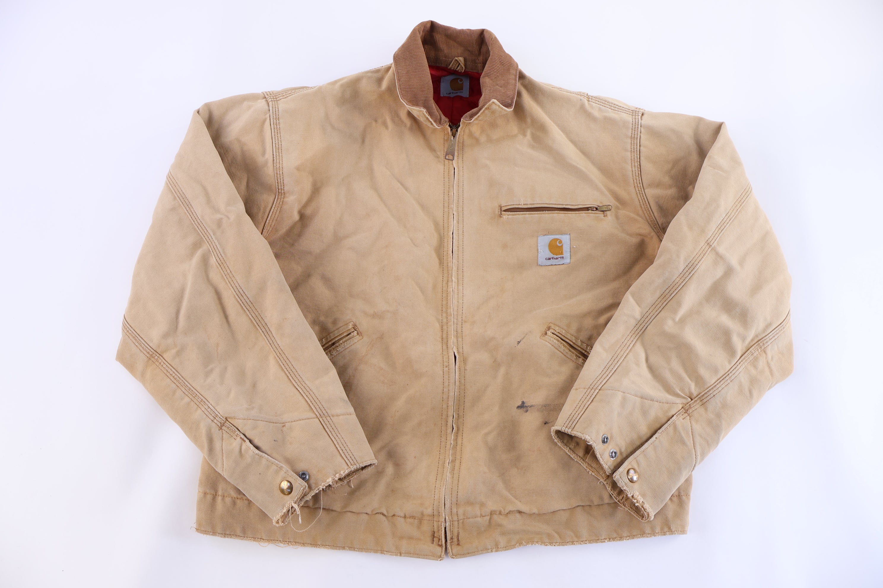 Carhartt Logo Patch Tan Blanket Lined Detroit Jacket