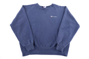 Vintage Champion Embroidered Logo Blue Blank Sweatshirt