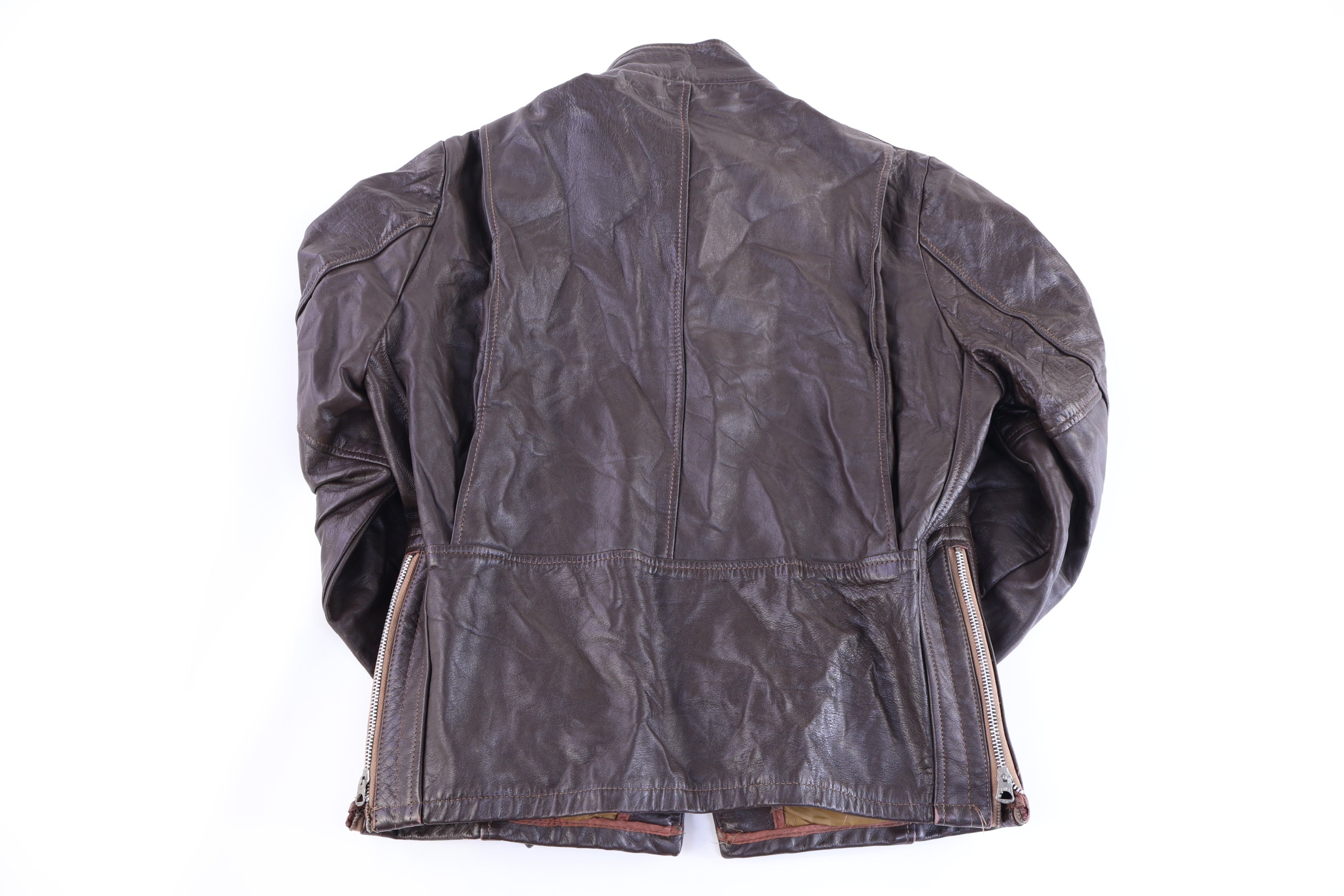 50's Shorman Brown Full Zip Leather Jacket