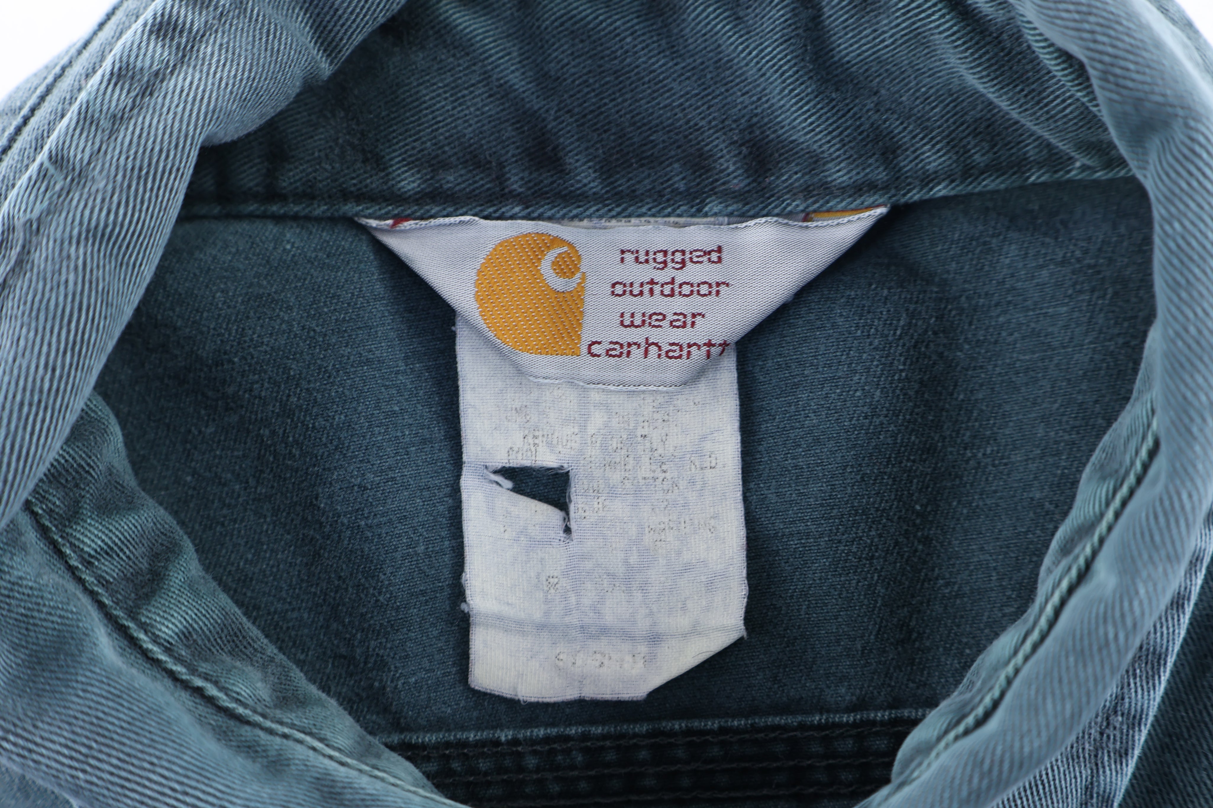 90’s Carhartt Logo Patch Green LS Button Down