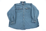 90’s Carhartt Logo Patch Green LS Button Down