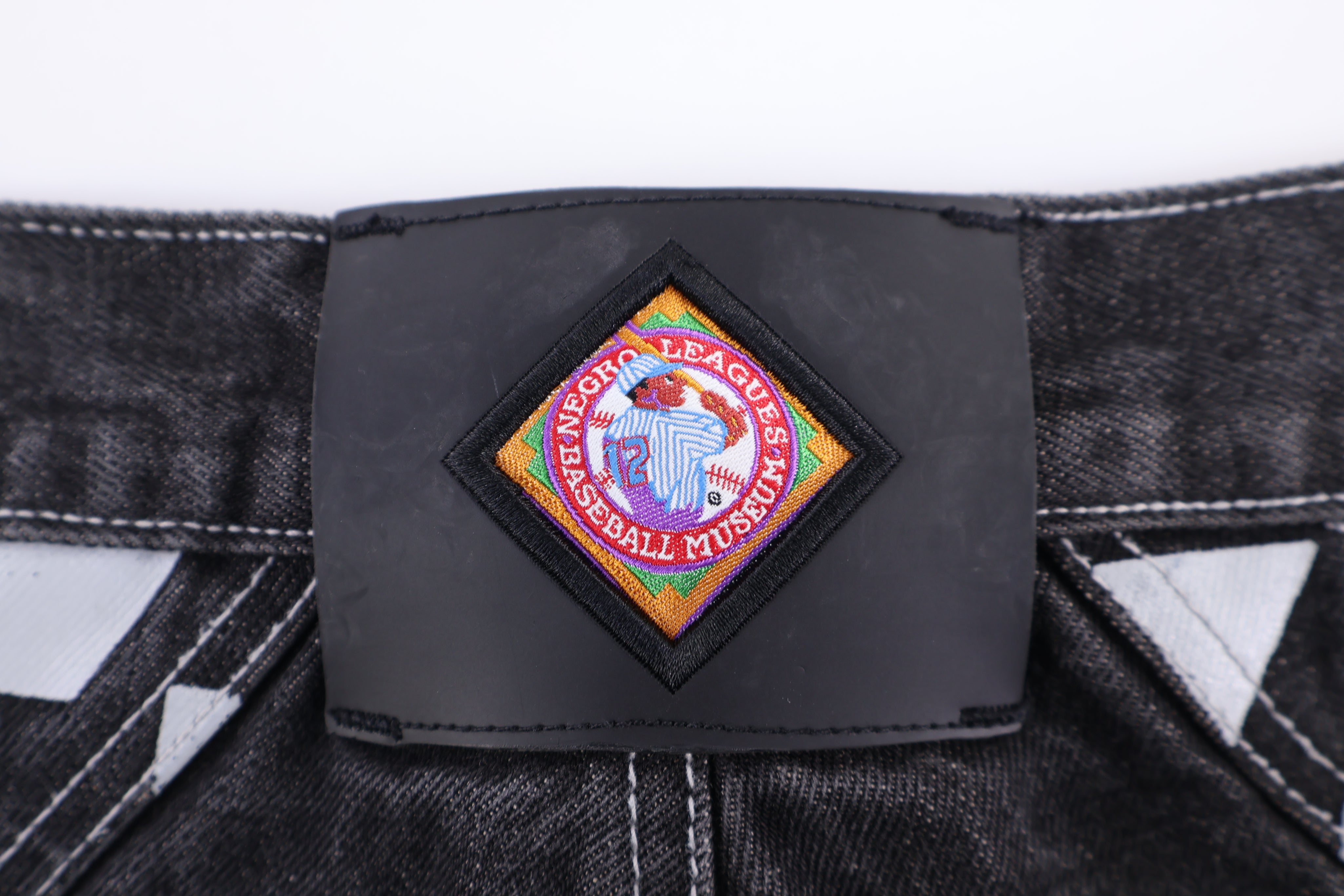Negro League Embroidered Black Denim Jeans