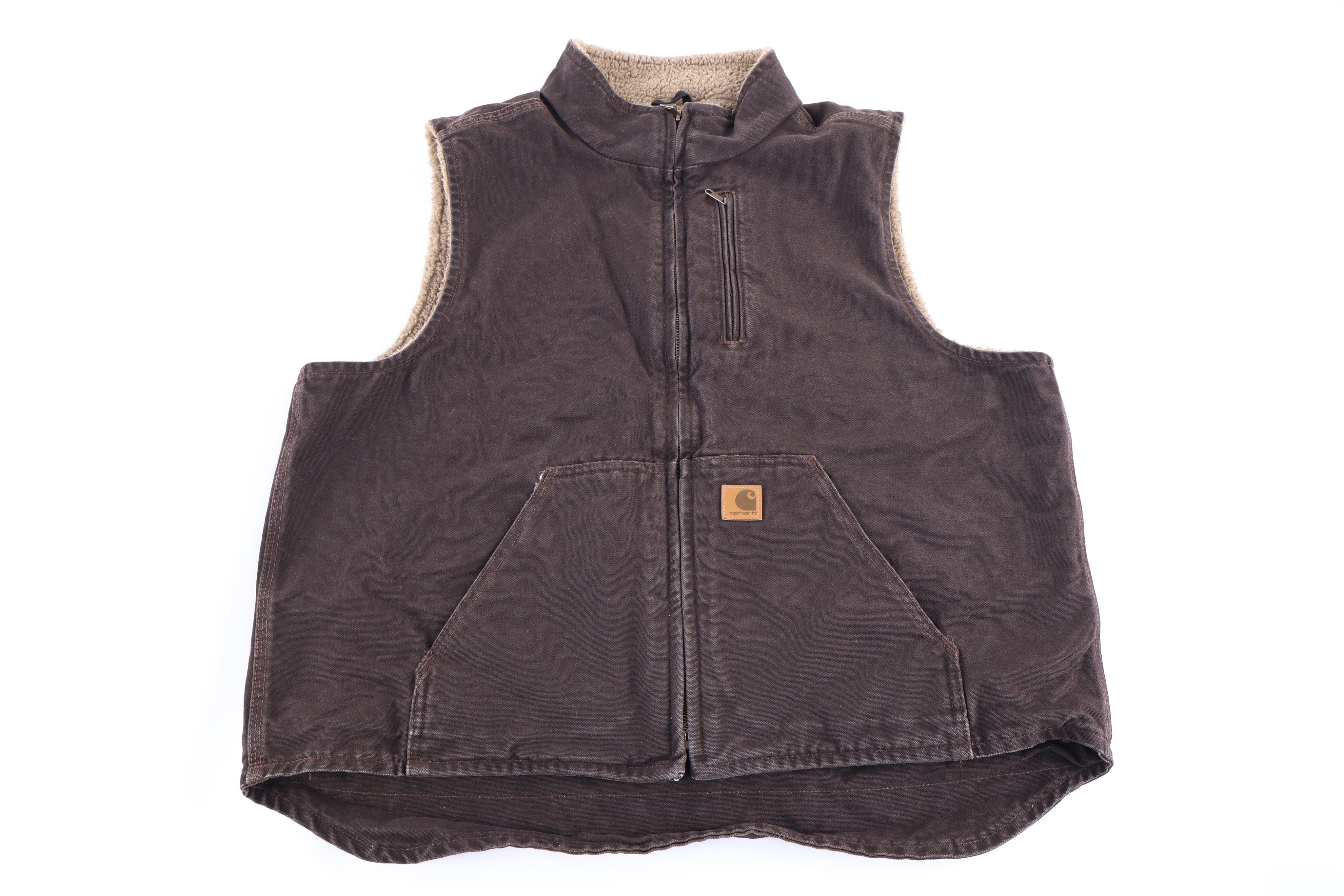Carhartt Logo Patch Brown Full Zip Vest