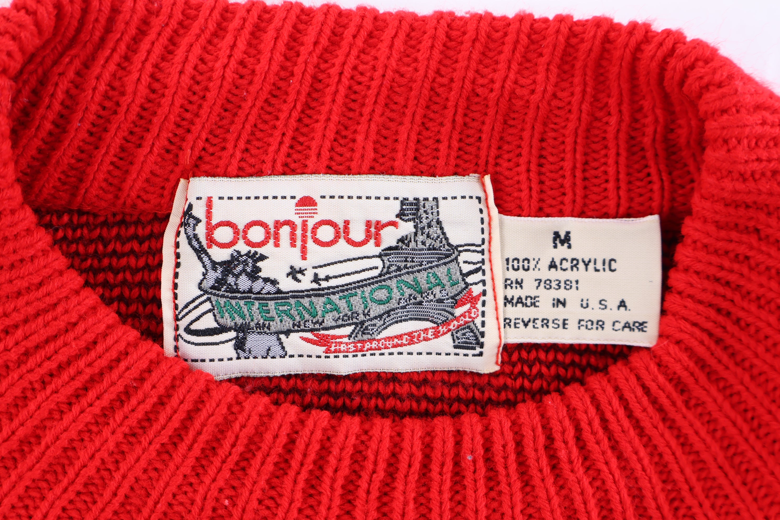 80's Bonjour Multipattern Knit Sweater