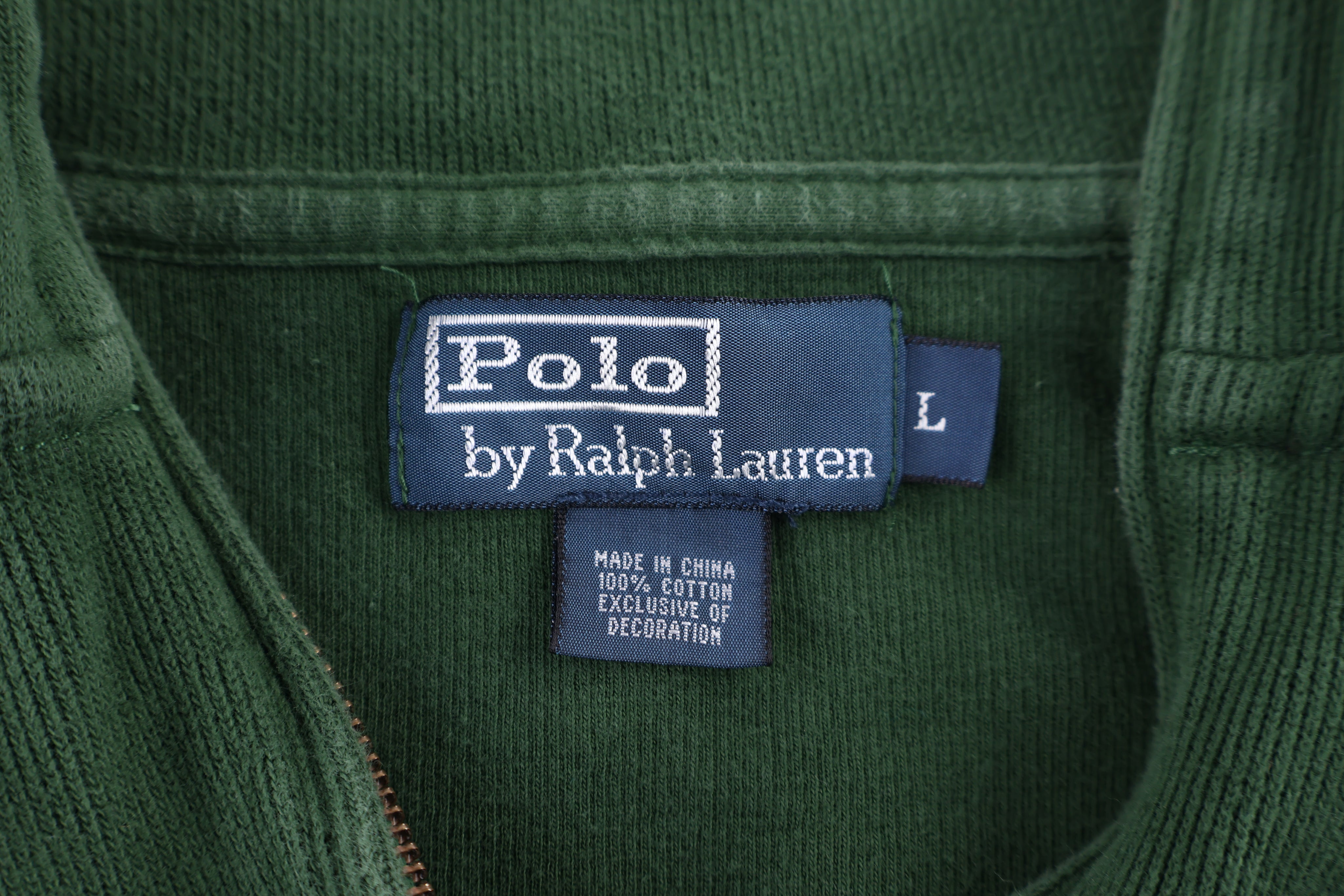 Polo by Ralph Lauren Embroidered Logo Green Quarter Zip Sweater