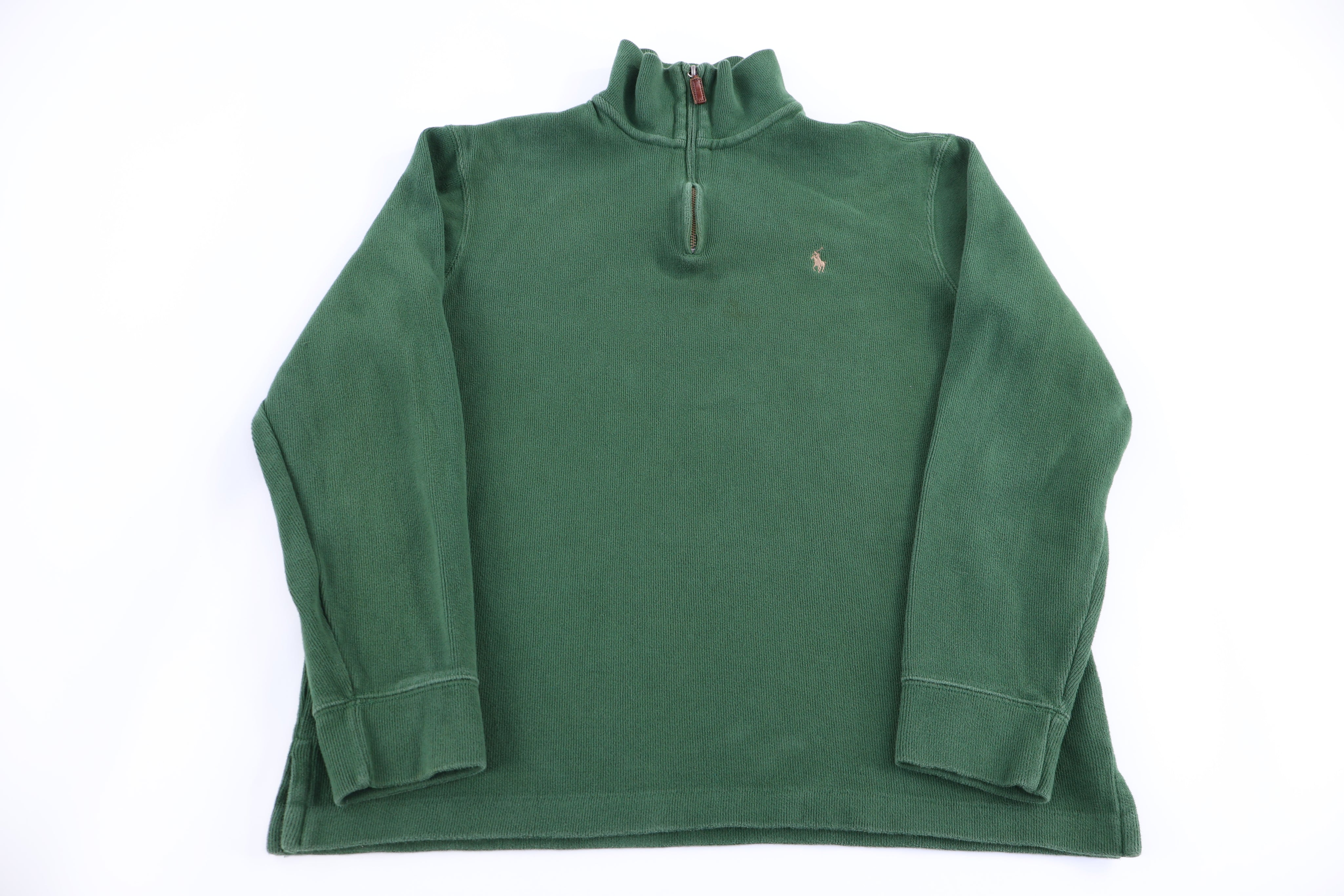 Polo by Ralph Lauren Embroidered Logo Green Quarter Zip Sweater