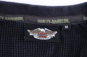 Harley Davidson Motorcycles Black Henley Thermal LS T-shirt
