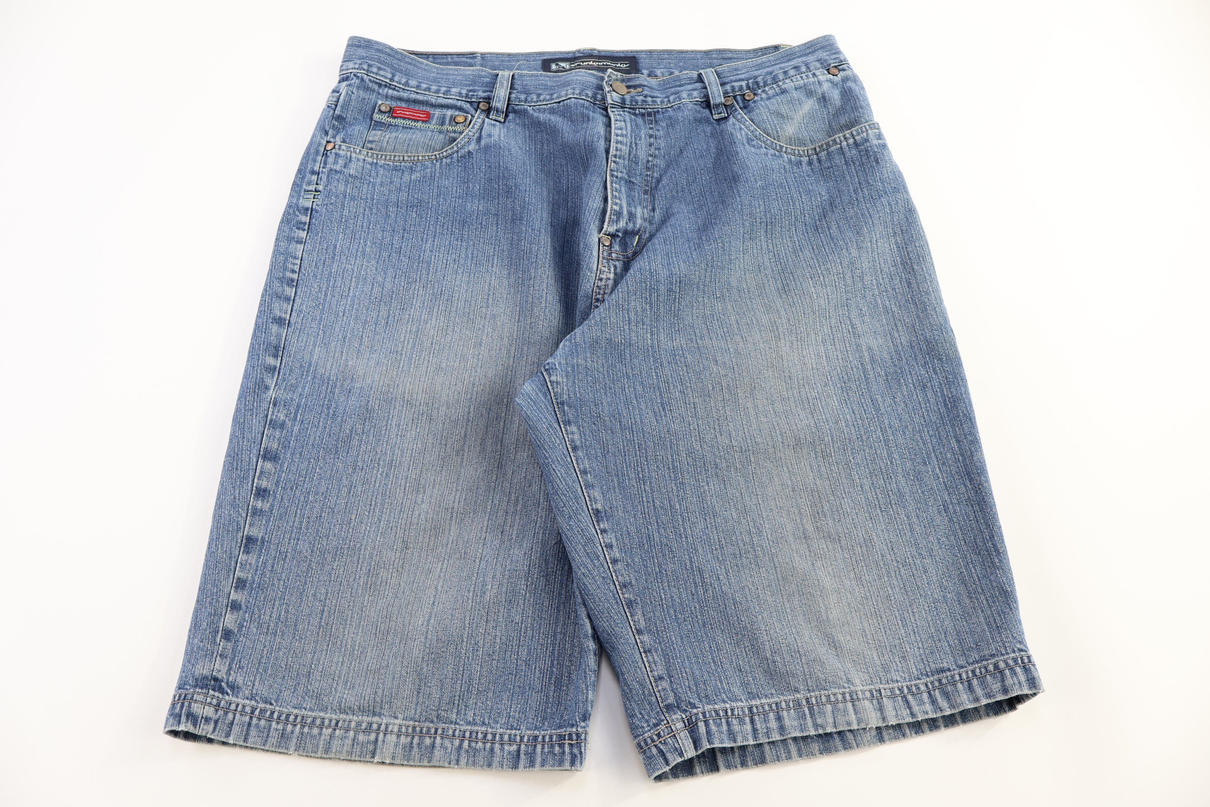 Y2K Drunk Monkey Light Wash Denim Shorts