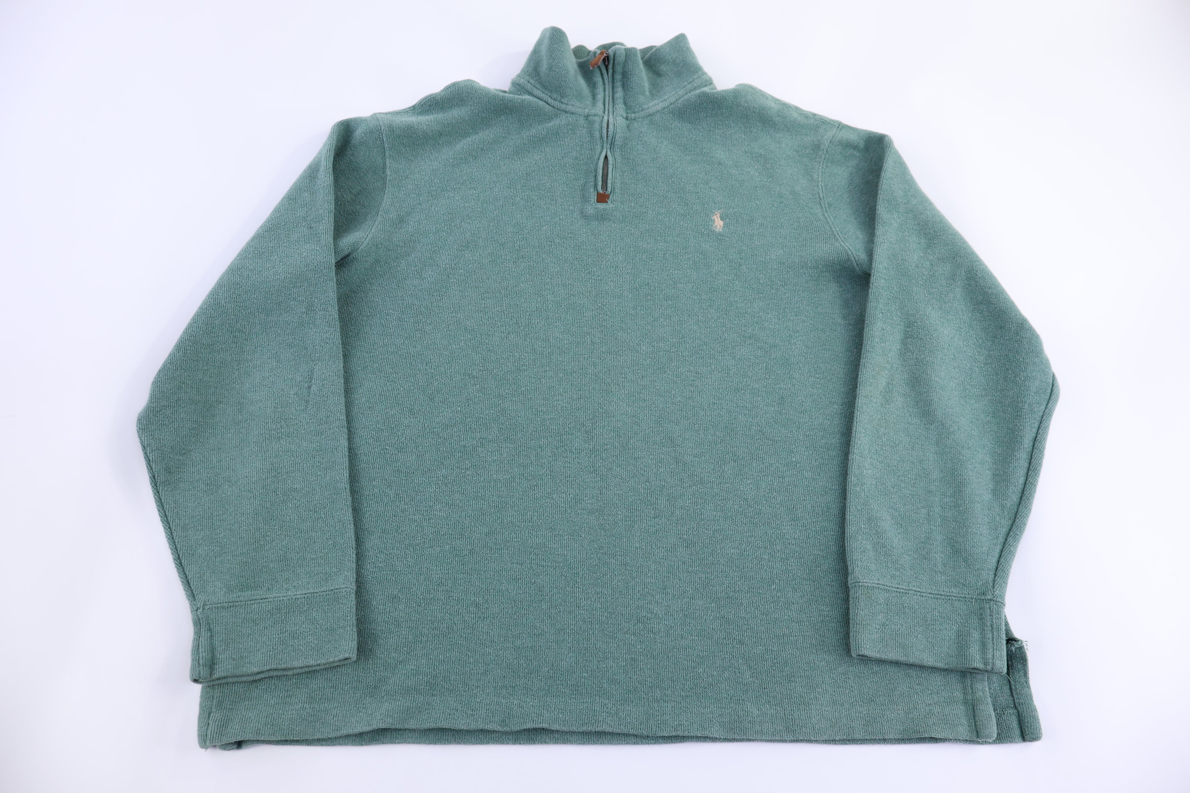 Polo by Ralph Lauren Embroidered Logo Green Quarter Zip Sweater