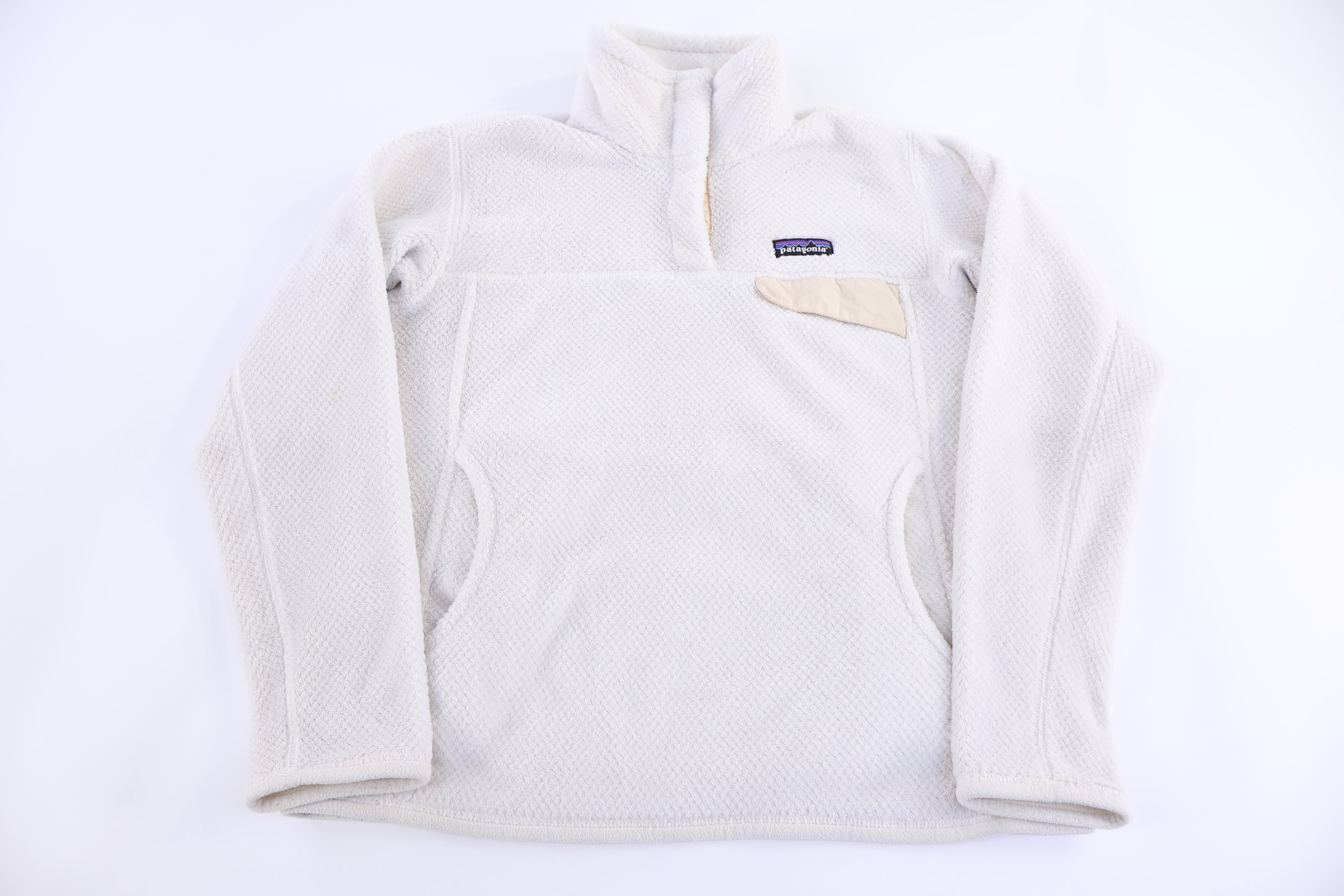 Women's Patagonia Logo Patch White Pullover Sweater