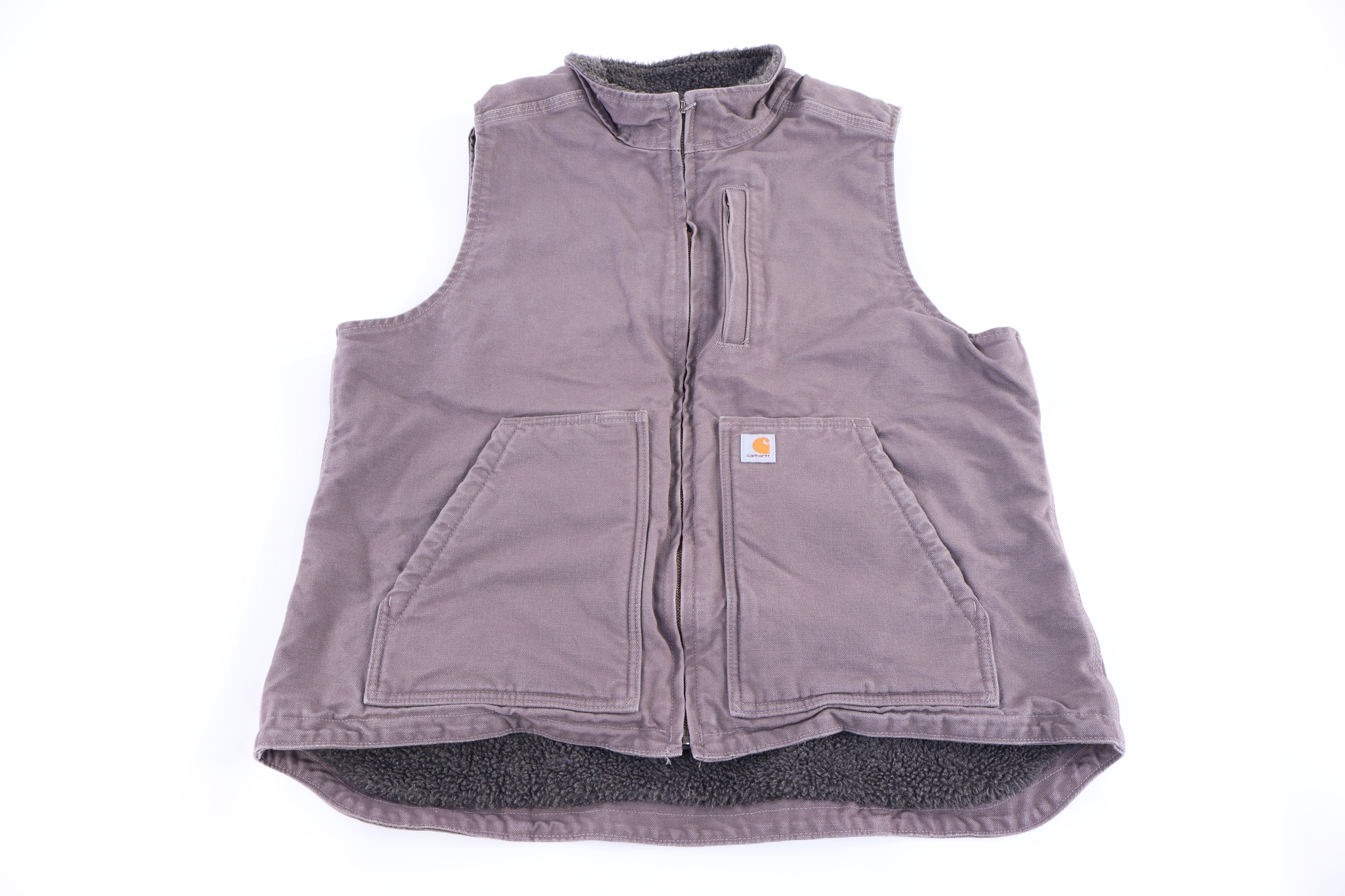 Women's Carhartt Logo Patch Grey Full Zip Vest