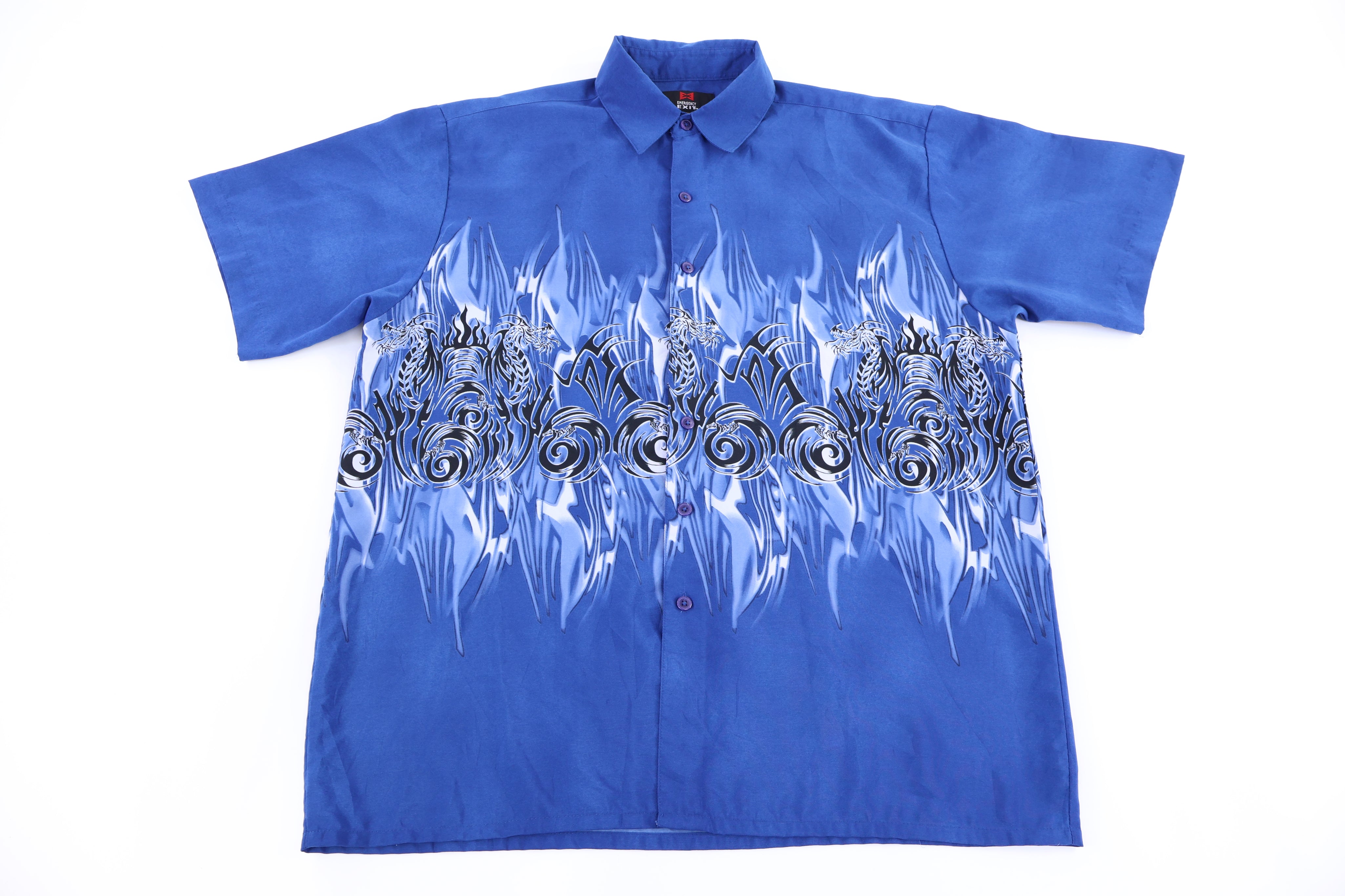 Y2K Emergency Exit Dragons Graphic Button Down