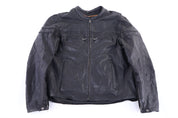 Vintage Black Leather Full Zip Jacket