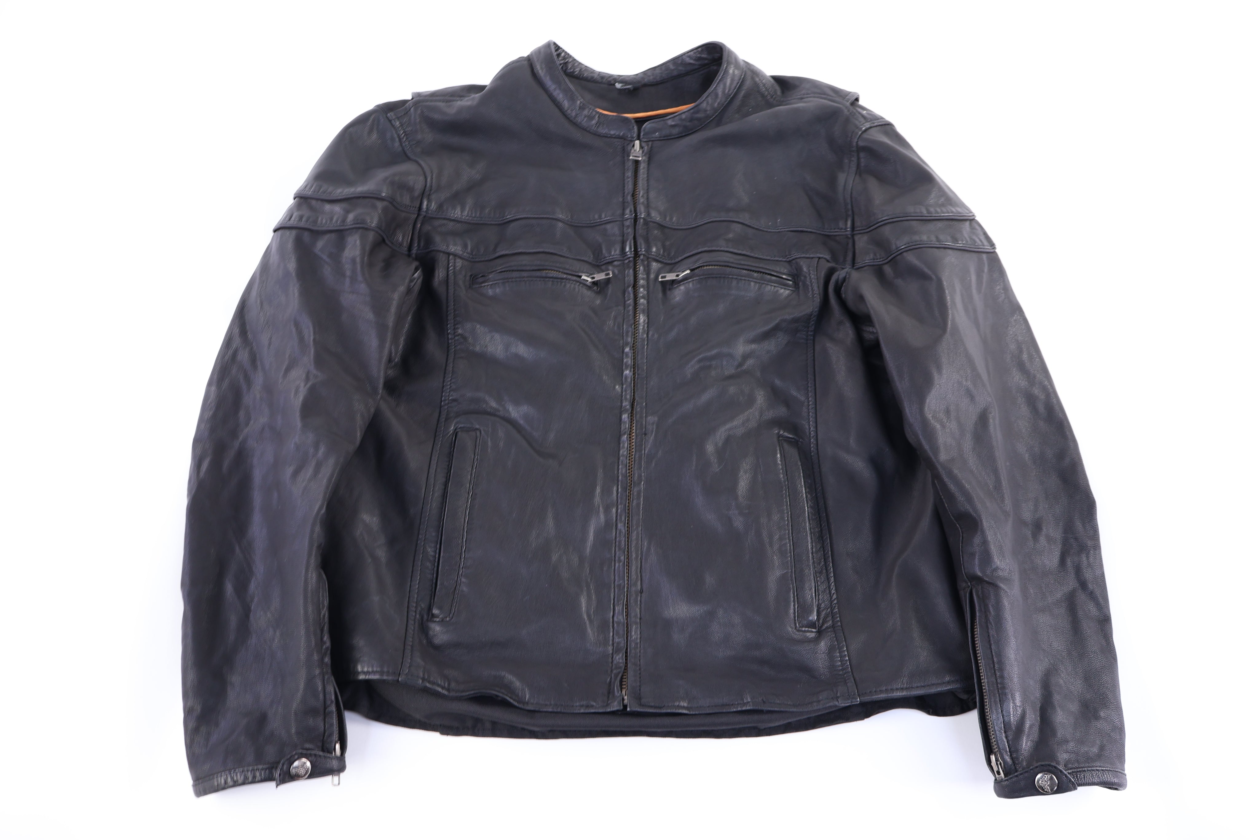Vintage Black Leather Full Zip Jacket