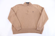 Polo by Ralph Lauren Embroidered Logo Tan Quarter Zip Pullover