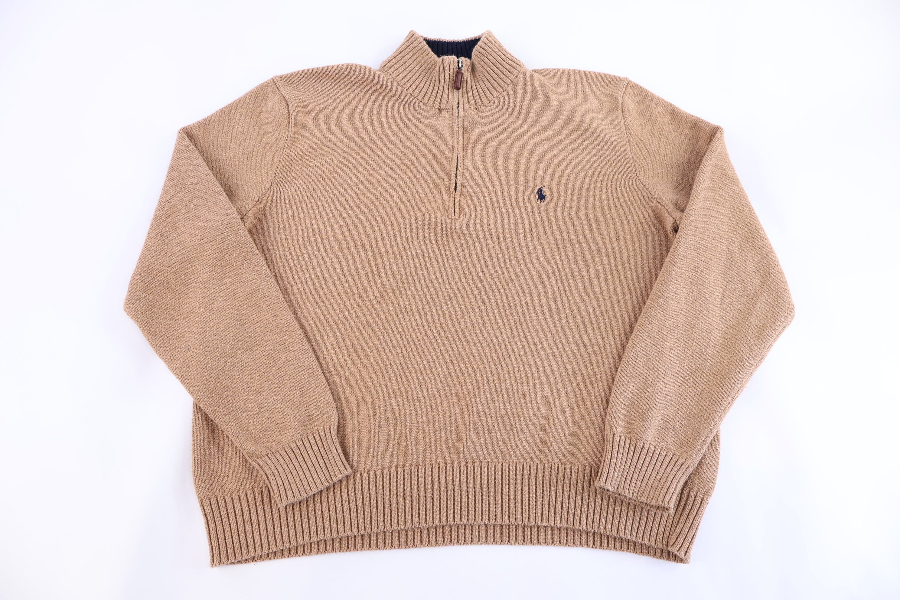 Polo by Ralph Lauren Embroidered Logo Tan Quarter Zip Pullover