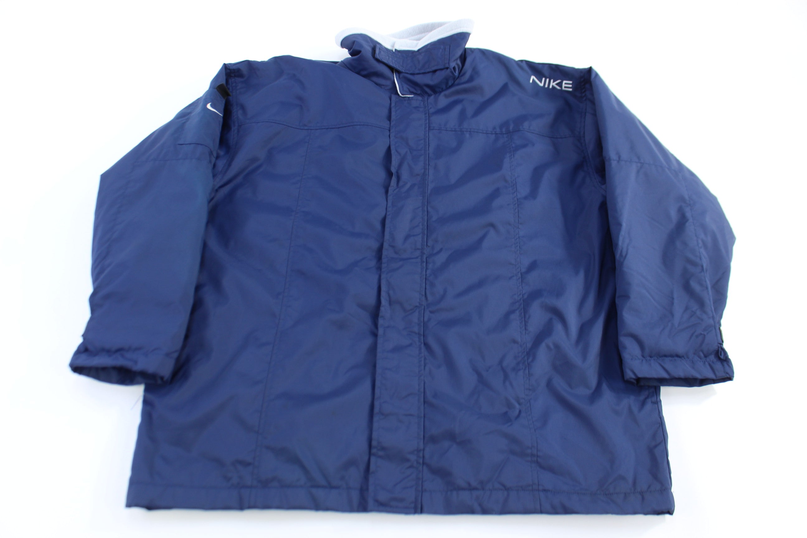 90's Nike Embroidered Logo Blue Full Zip Parka Jacket
