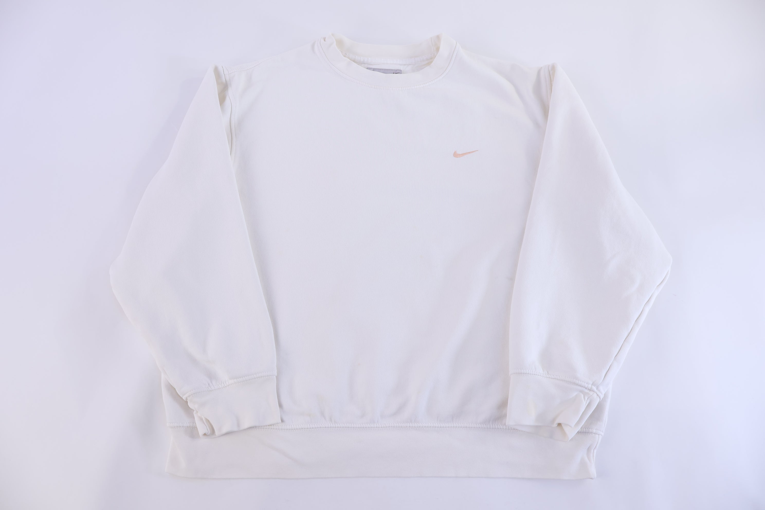 Vintage Nike Embroidered Logo White Sweatshirt