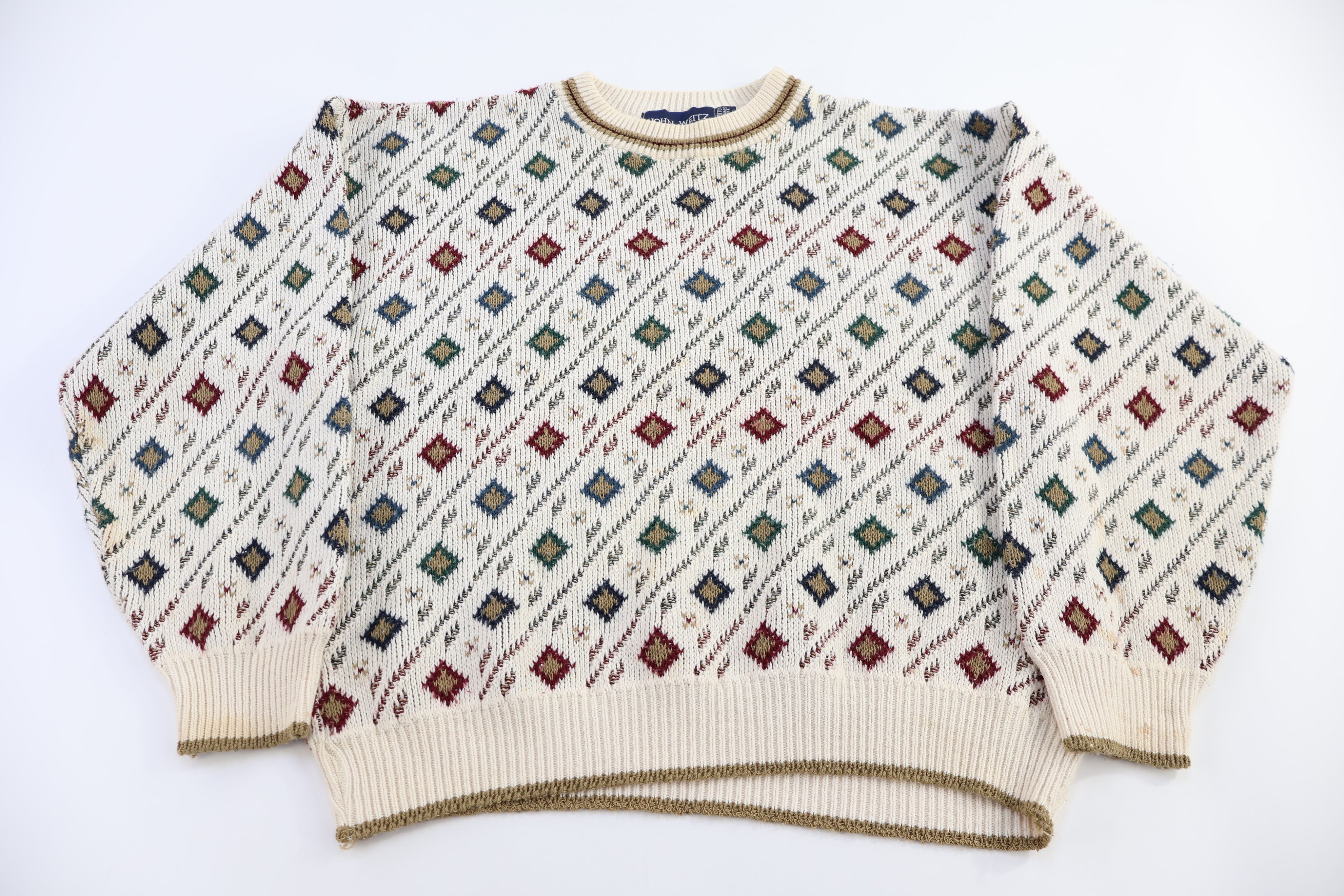 Vintage John Weitz Multipattern Knit Sweater