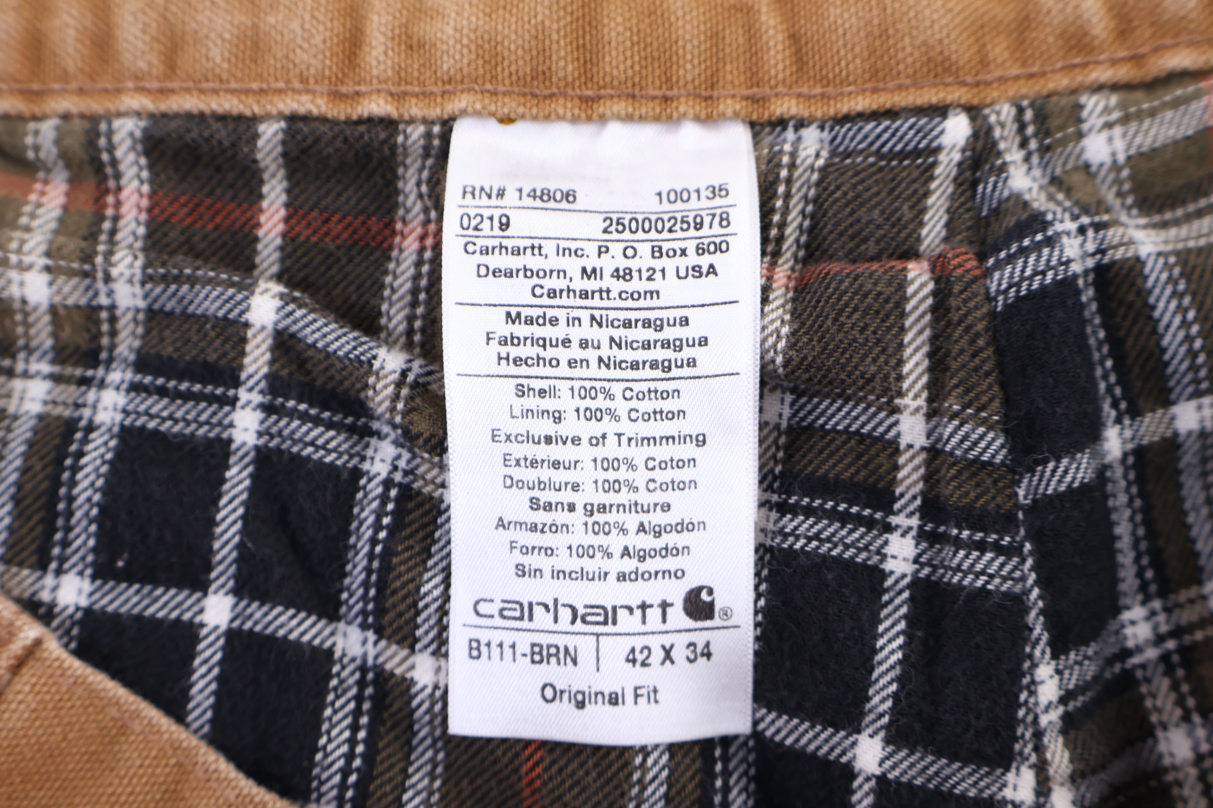 Carhartt Logo Patch Tan Lined Pants