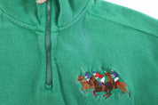 Polo by Ralph Lauren Embroidered Pony Green Quarter Zip Pullover