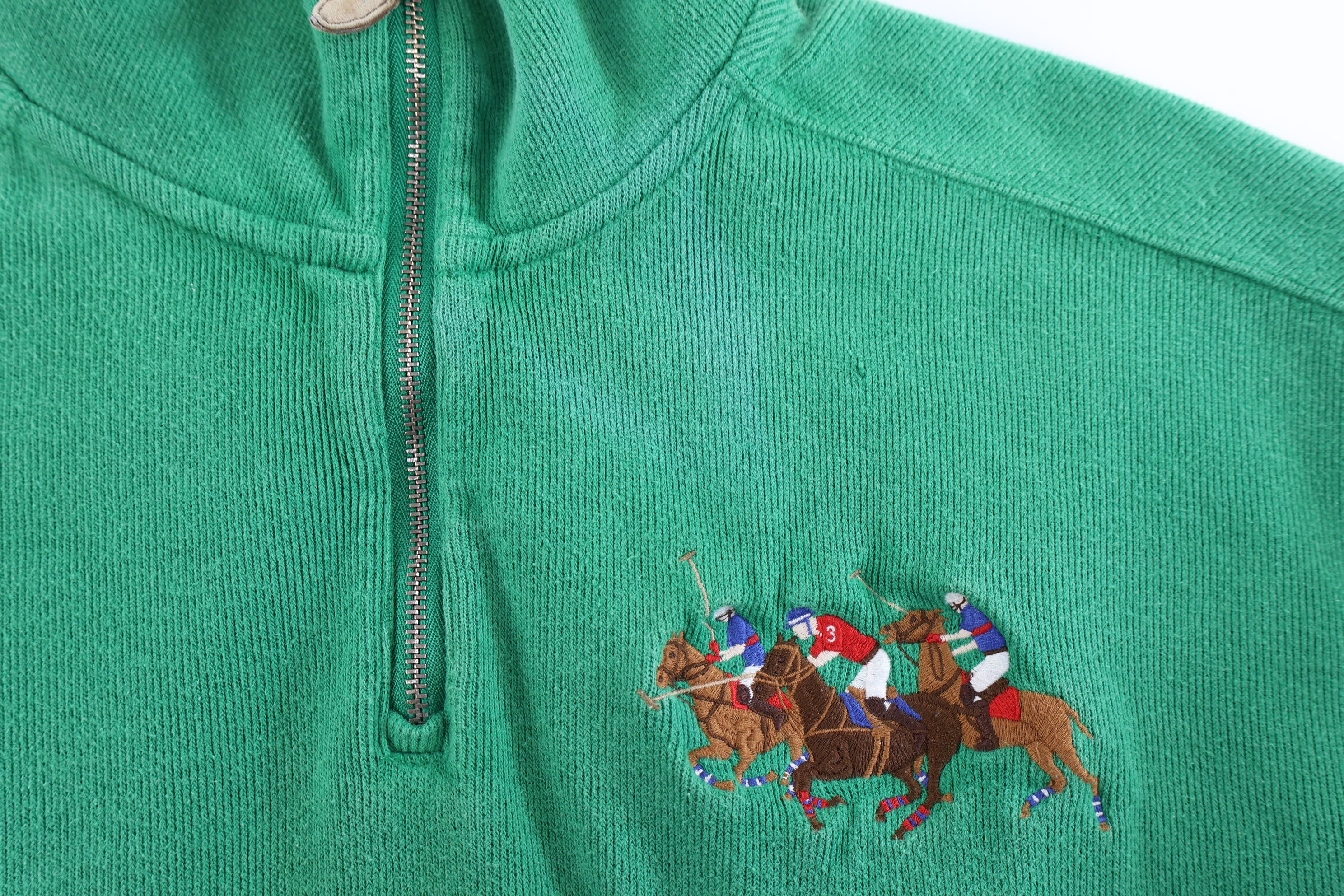 Polo by Ralph Lauren Embroidered Pony Green Quarter Zip Pullover