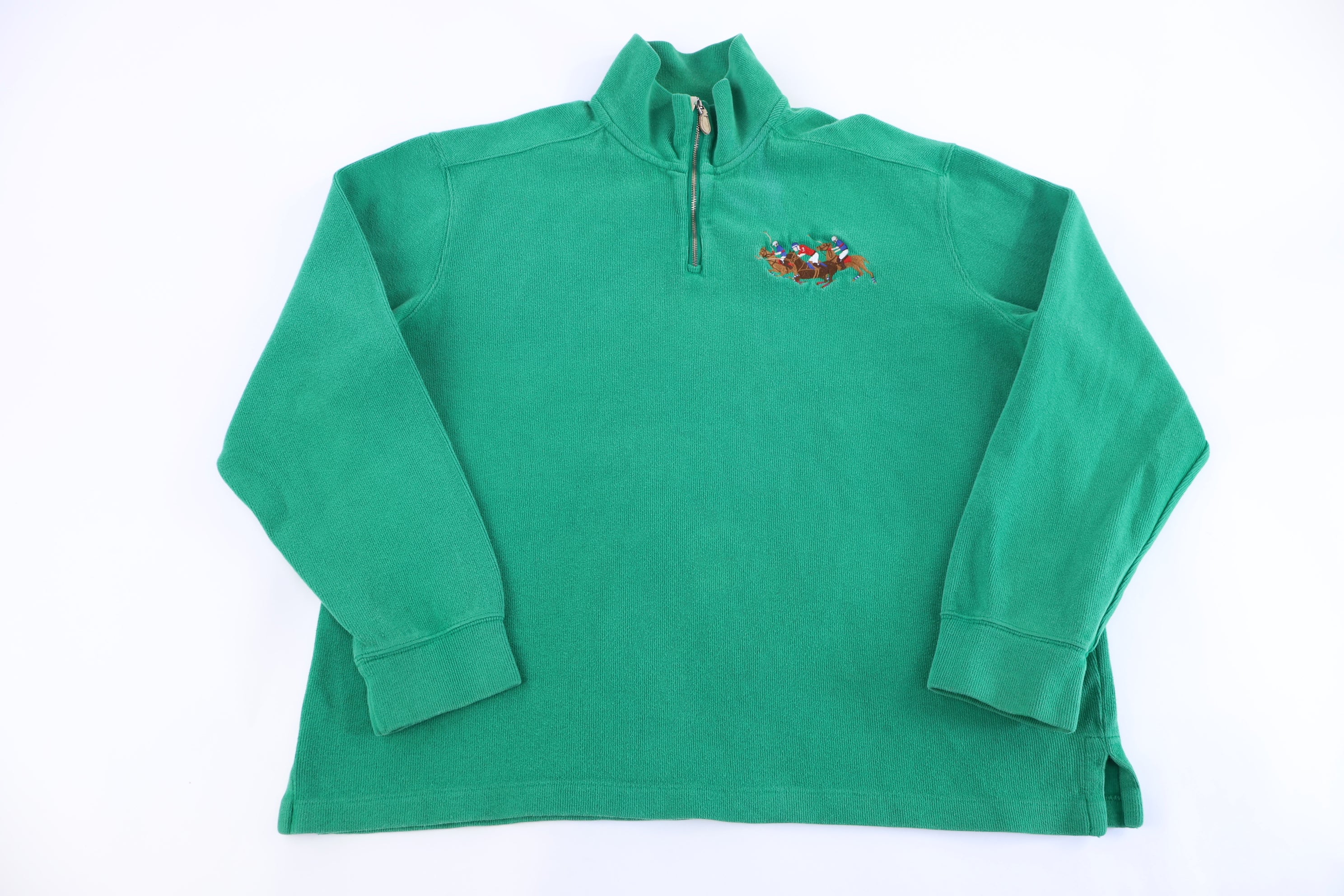Polo by Ralph Lauren Embroidered Pony Green Quarter Zip Pullover
