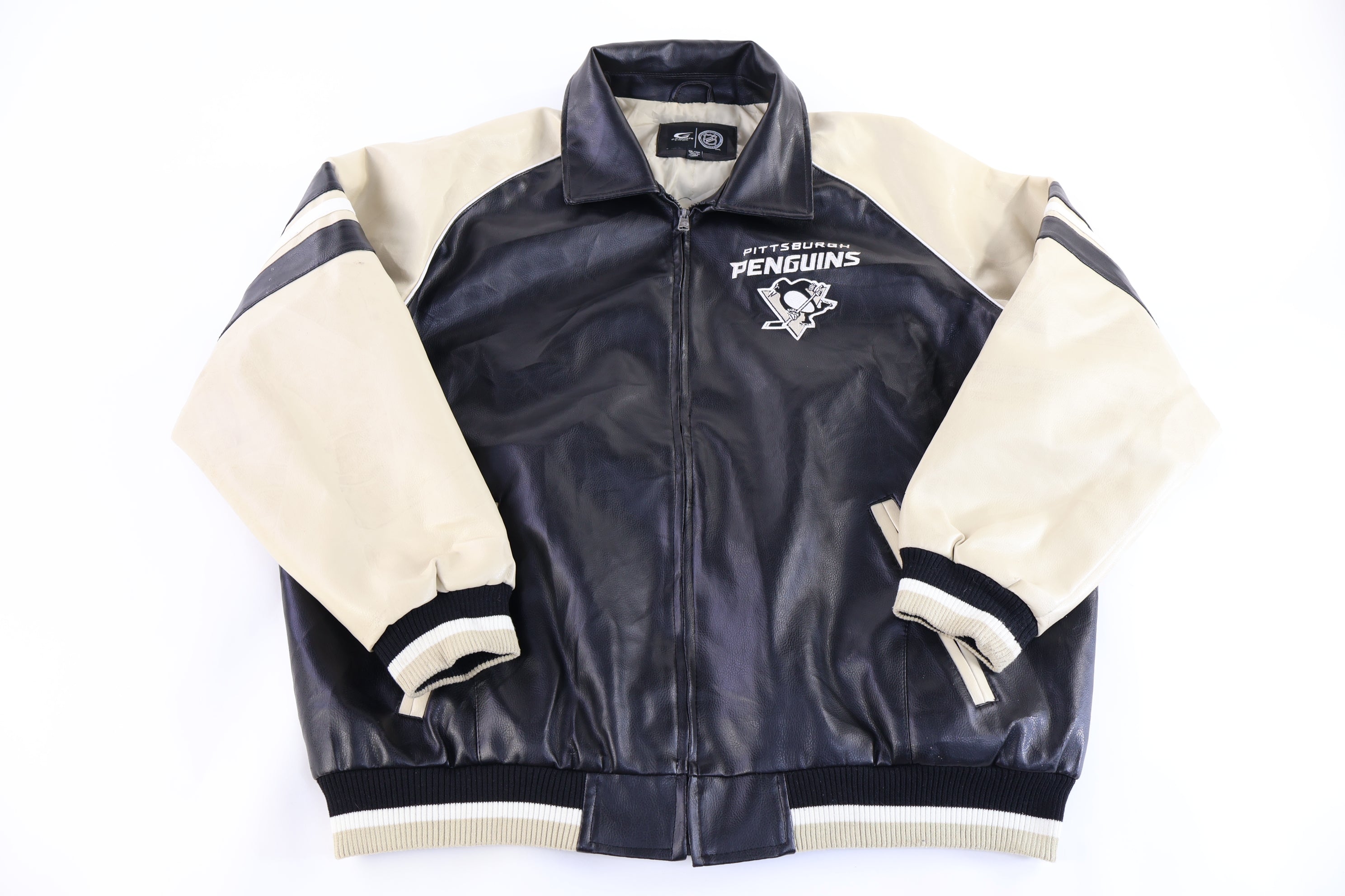 Pittsburgh Penguins Hockey Black & Cream Full Zip Jacket