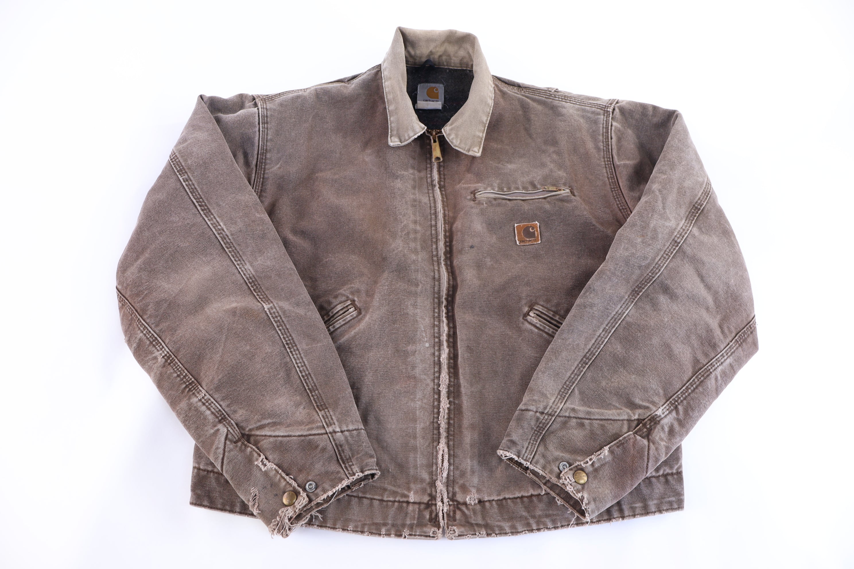 Carhartt Logo Patch Brown Blanket Lined Detroit Jacket