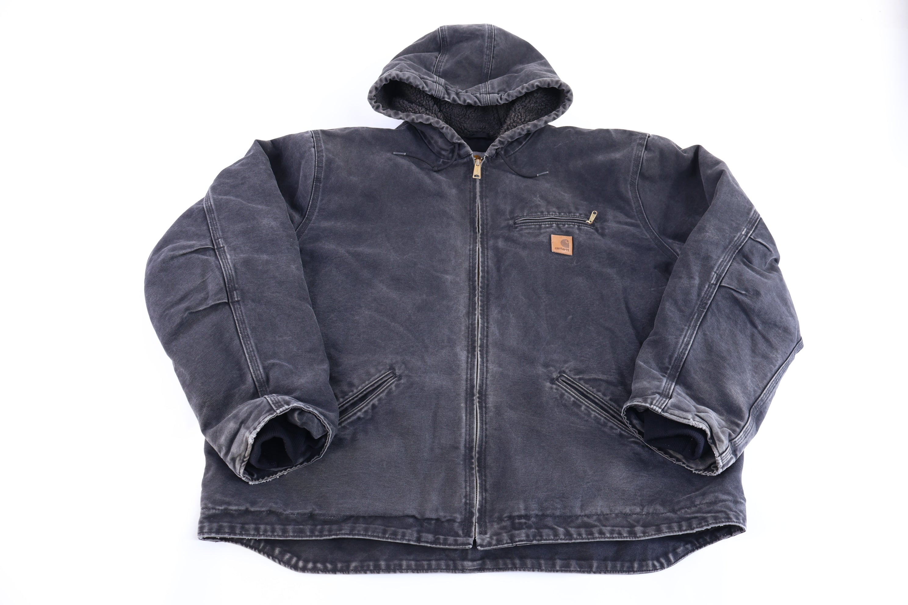 Carhartt Logo Patch Black Sherpa Lined Full Zip Jacket