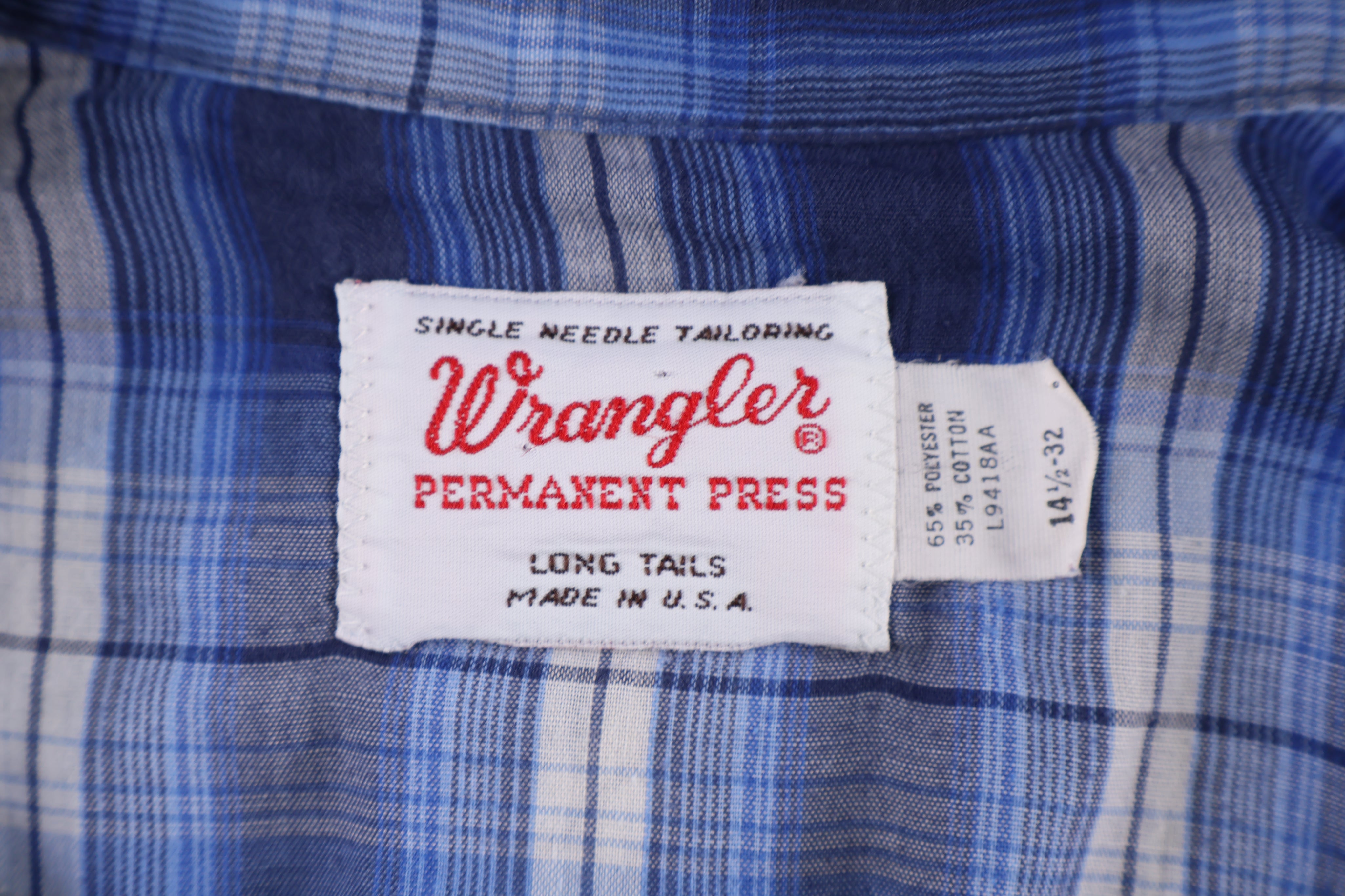 70's Wrangler Blue & White LS Button Down