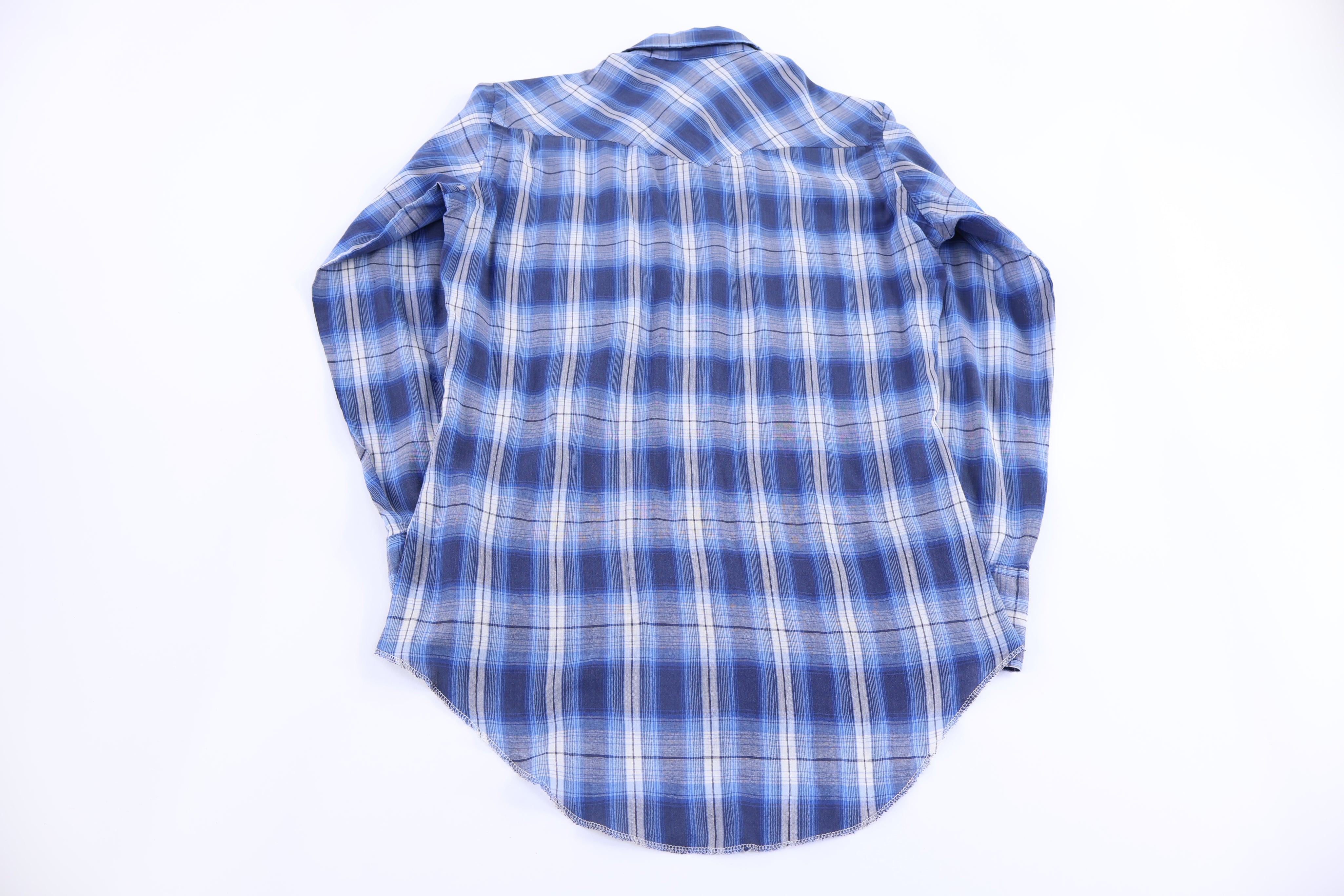 70's Wrangler Blue & White LS Button Down