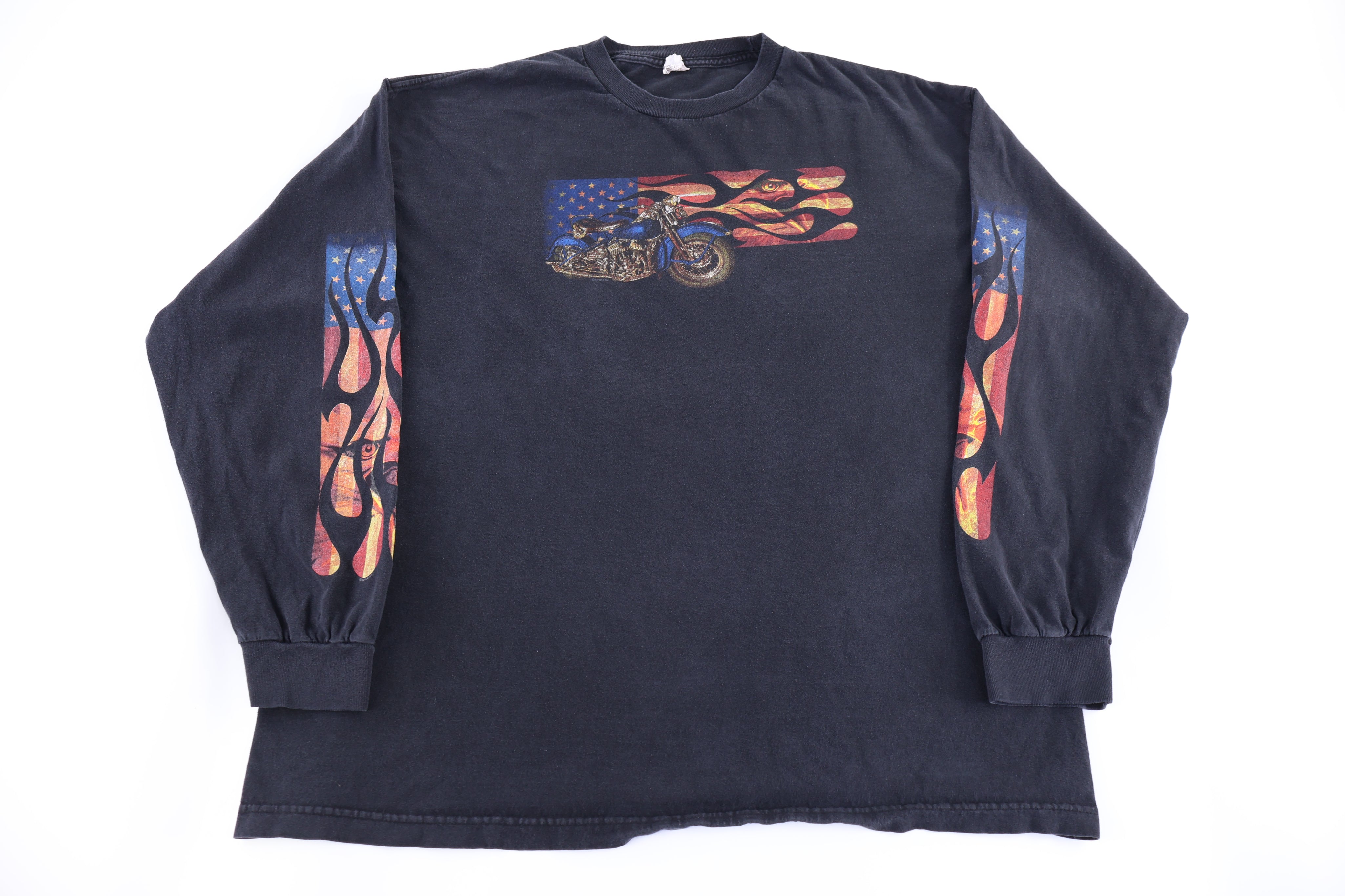 Vintage American Bikers Flames Graphic LS T-shirt