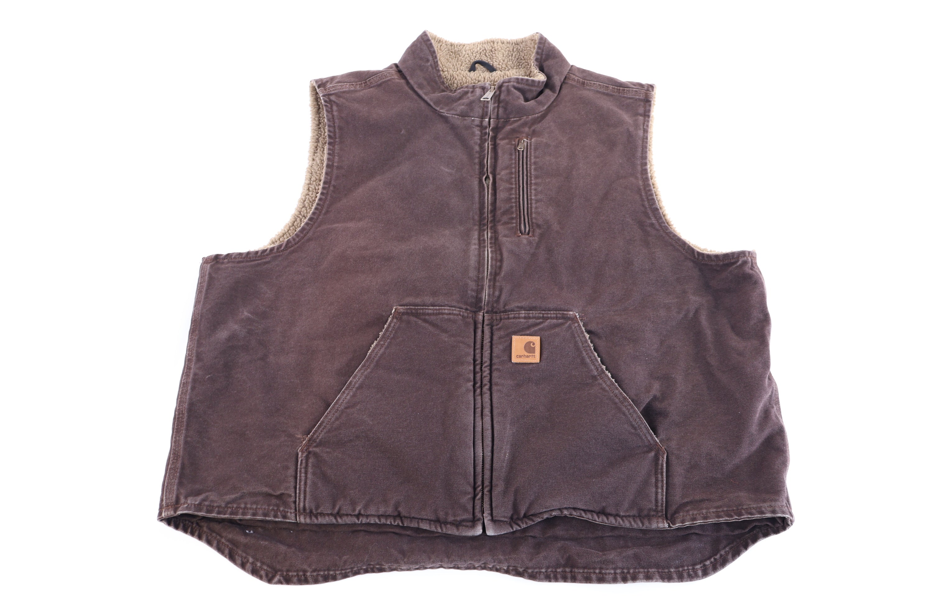 Carhartt Logo Patch Brown Sherpa Lined Vest