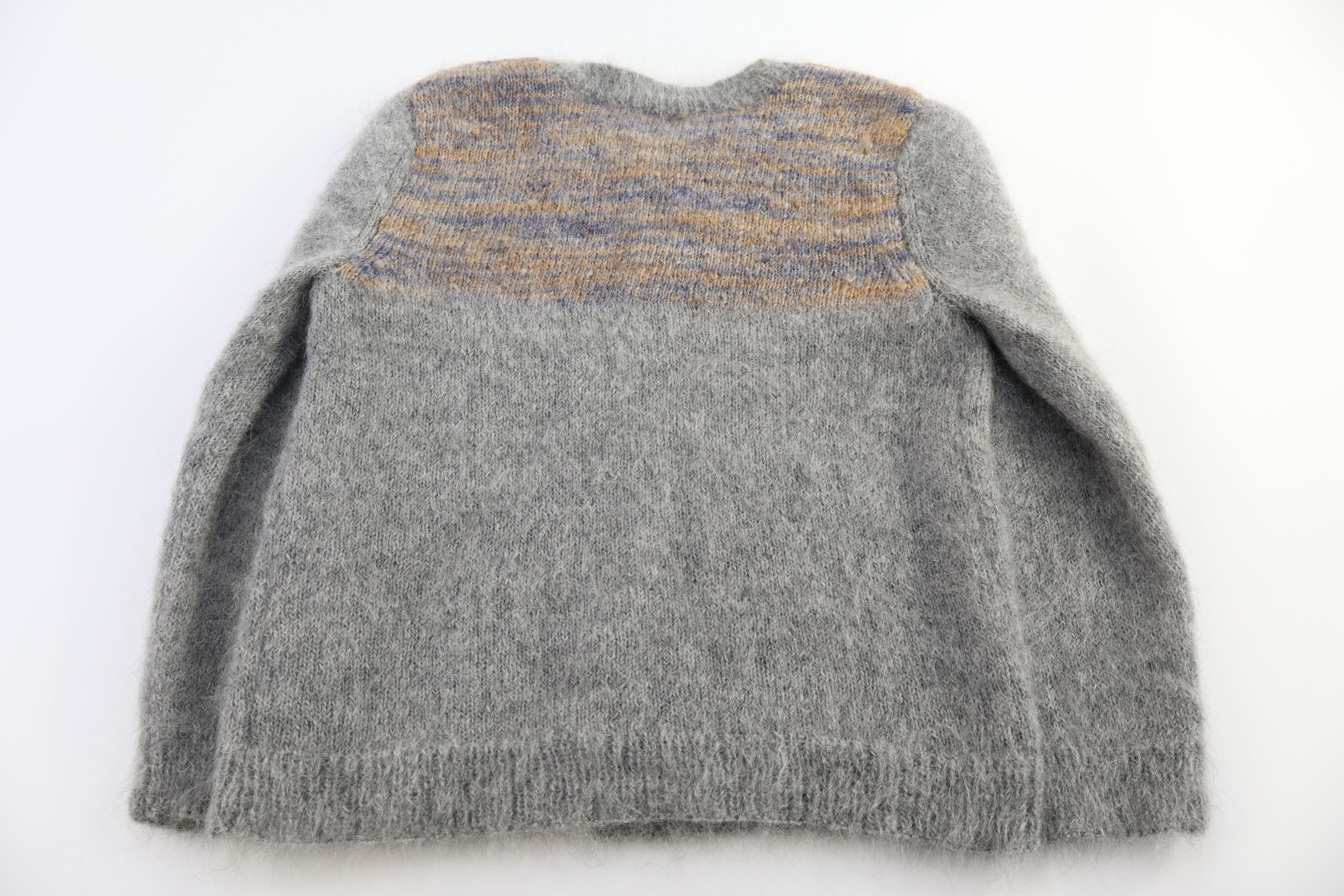 vintage Grey, Gold & Blue Mohair Cardigan Sweater