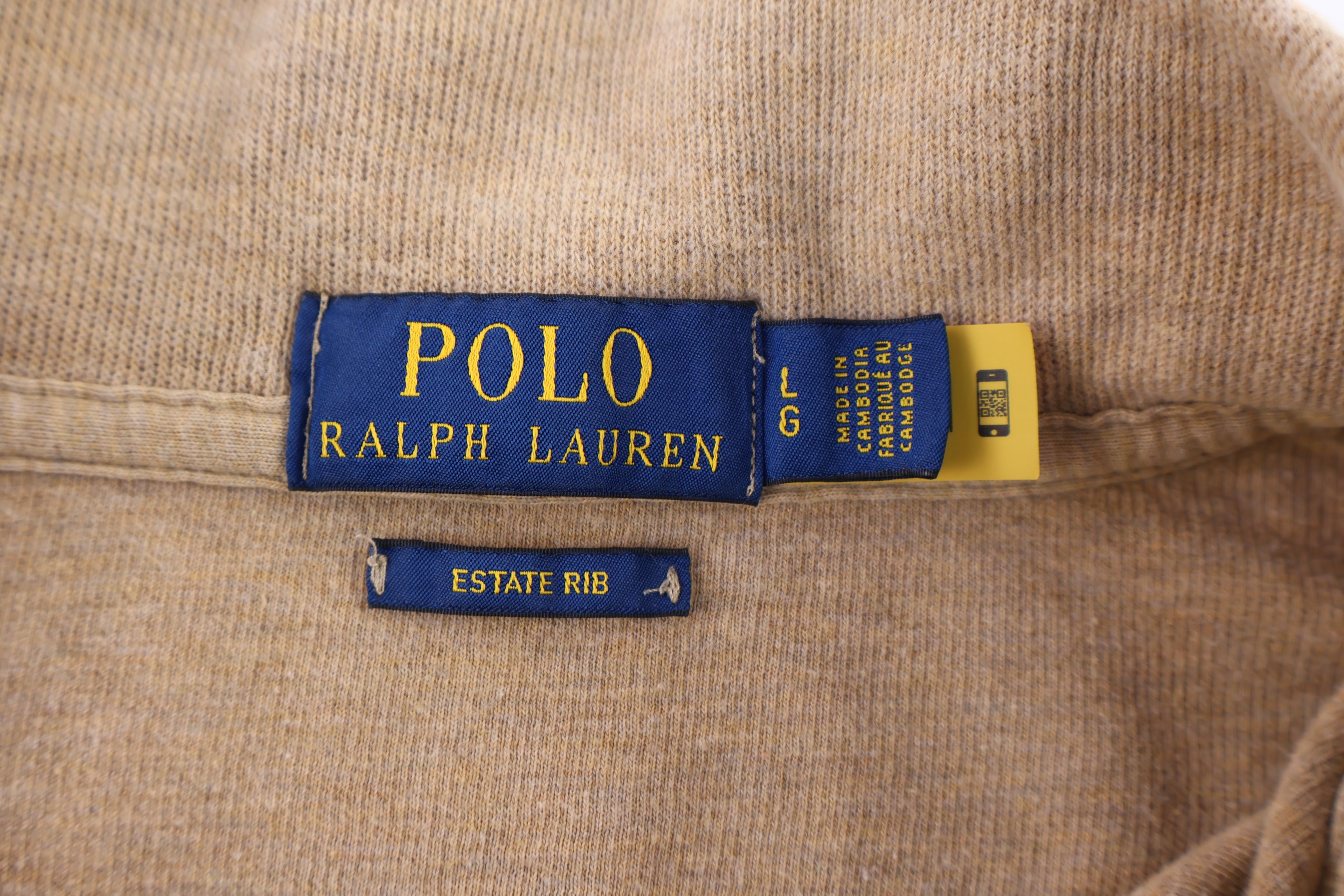 Polo Ralph Lauren Embroidered Logo Tan Quarter Zip Sweater