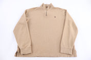 Polo Ralph Lauren Embroidered Logo Tan Quarter Zip Sweater