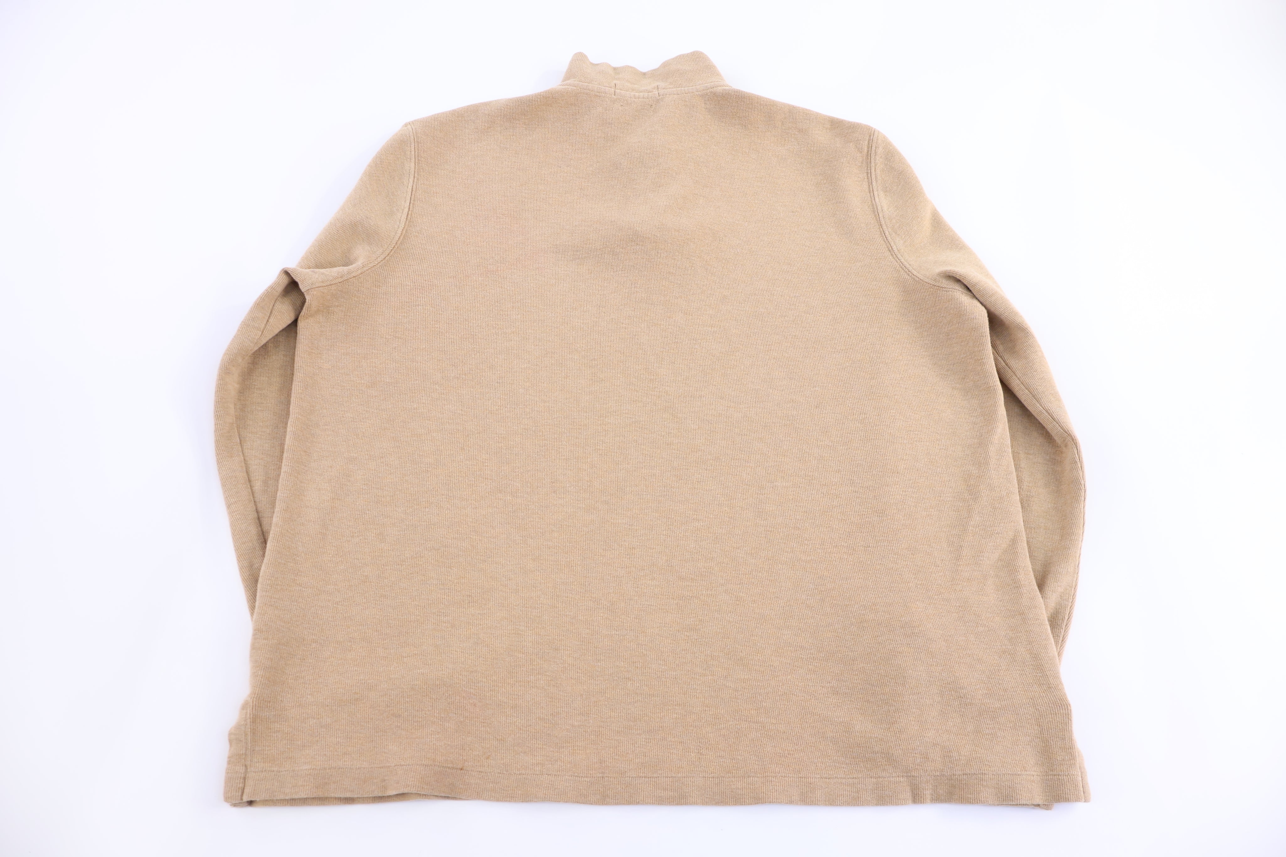 Polo Ralph Lauren Embroidered Logo Tan Quarter Zip Sweater
