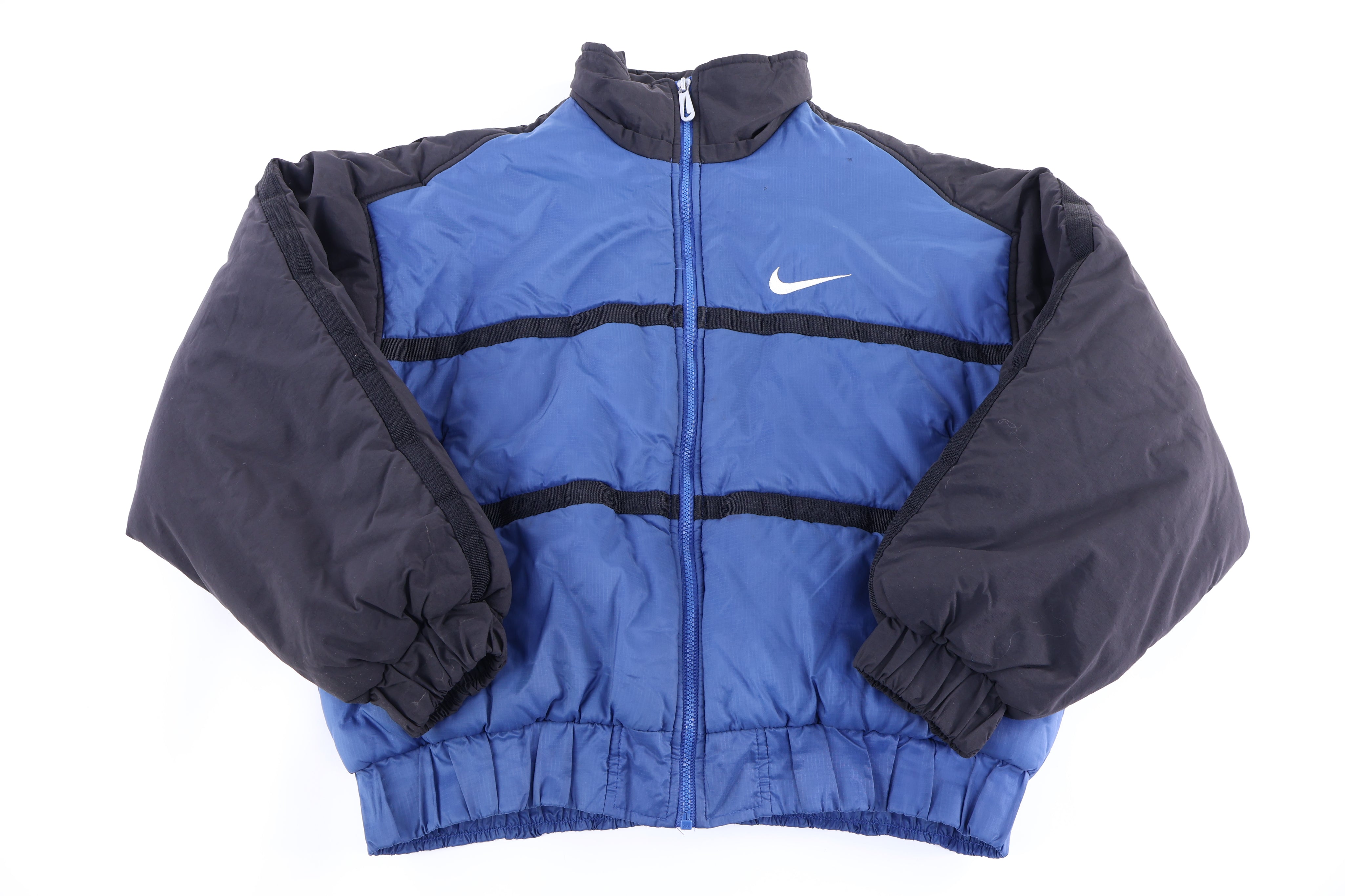 90's Nike Embroidered Logo Multicolor Full Zip Puffer Jacket
