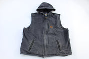 Carhartt Logo Patch Grey Full Zip Hooded Vest