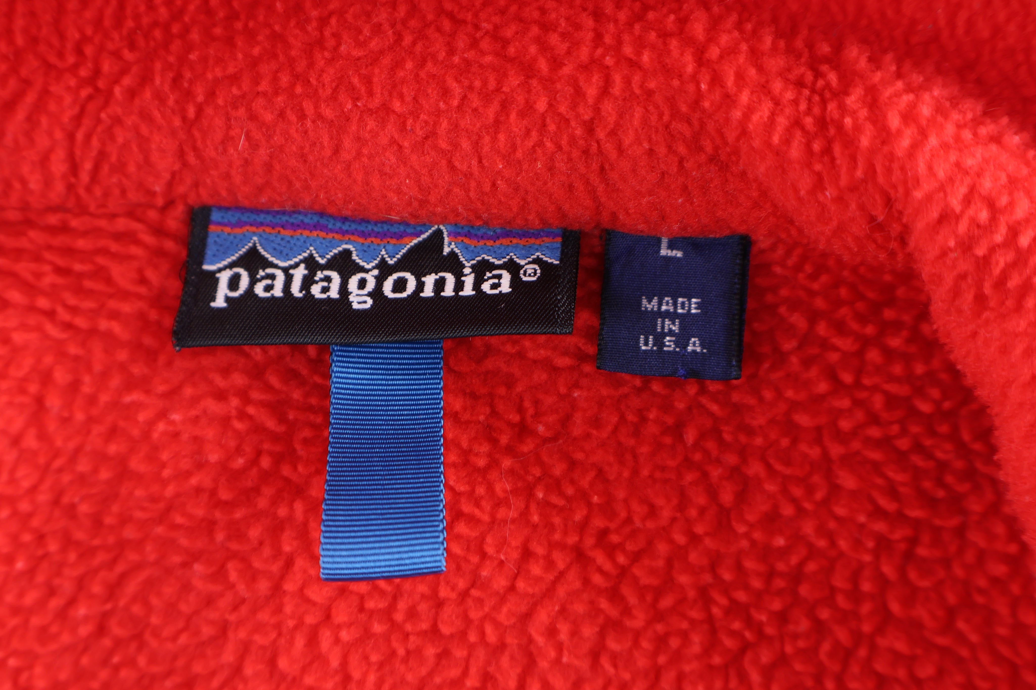 90’s Patagonia Logo Patch Red Full Zip Fleece Jacket