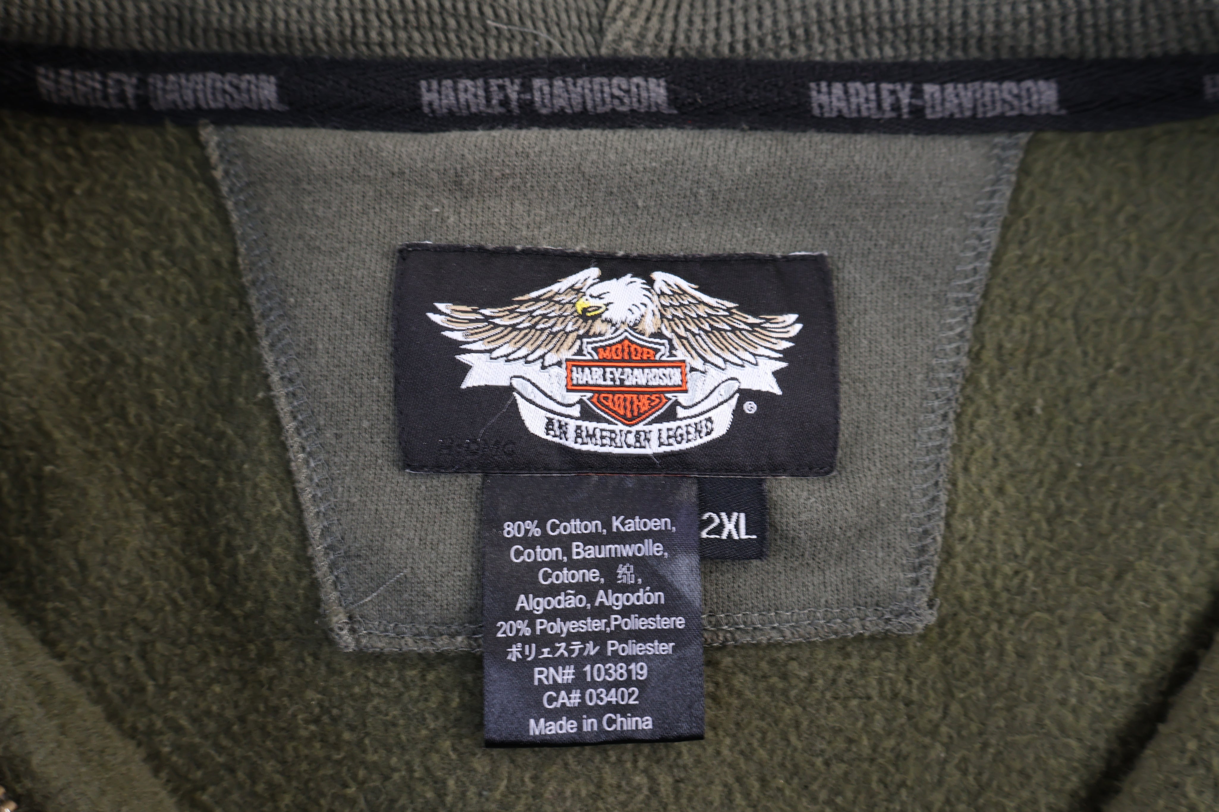 Harley Davidson Motorcycles Green Full Zip Hoodie