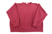 Vintage Nike Embroidered Logo Red Blank Sweatshirt