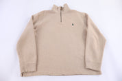 Polo by Ralph Lauren Embroidered Logo Tan Quarter Zip Sweater