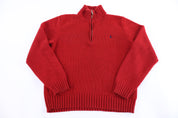 Polo by Ralph Lauren Embroidered Logo Red Quarter Zip Sweater