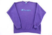 Vintage Champion Embroidered Logo Purple Sweatshirt