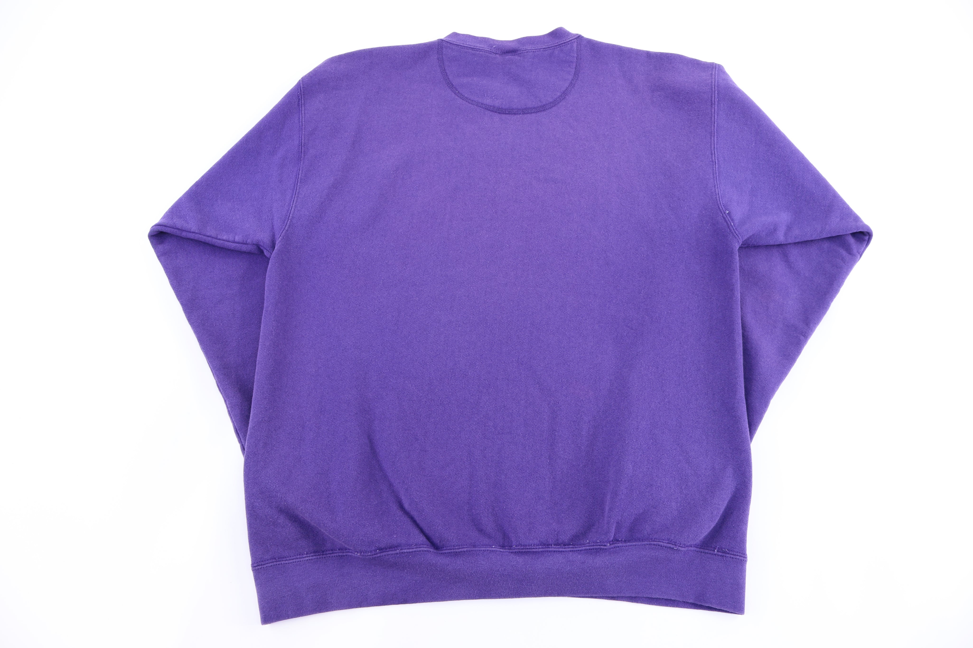 Vintage Champion Embroidered Logo Purple Sweatshirt