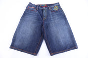 Coogi Embroidered Dark Wash Denim Shorts